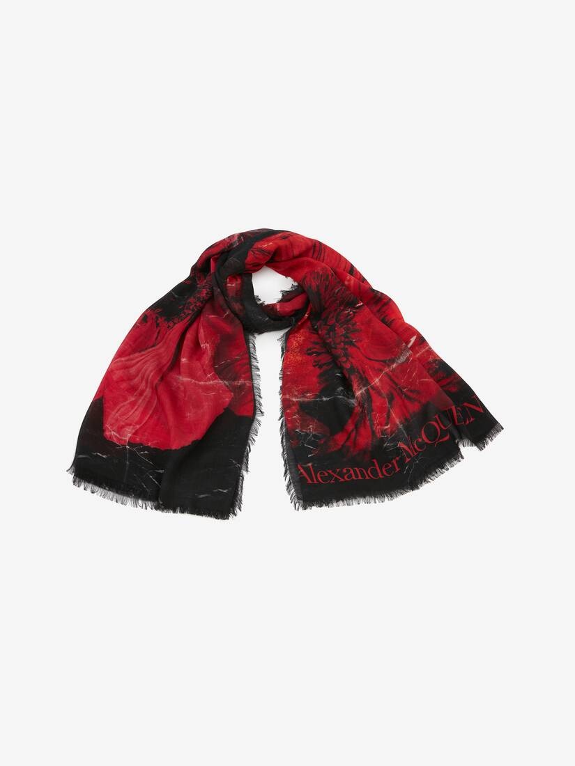 Paper Bloom Silk Scarf in Black/red - 2