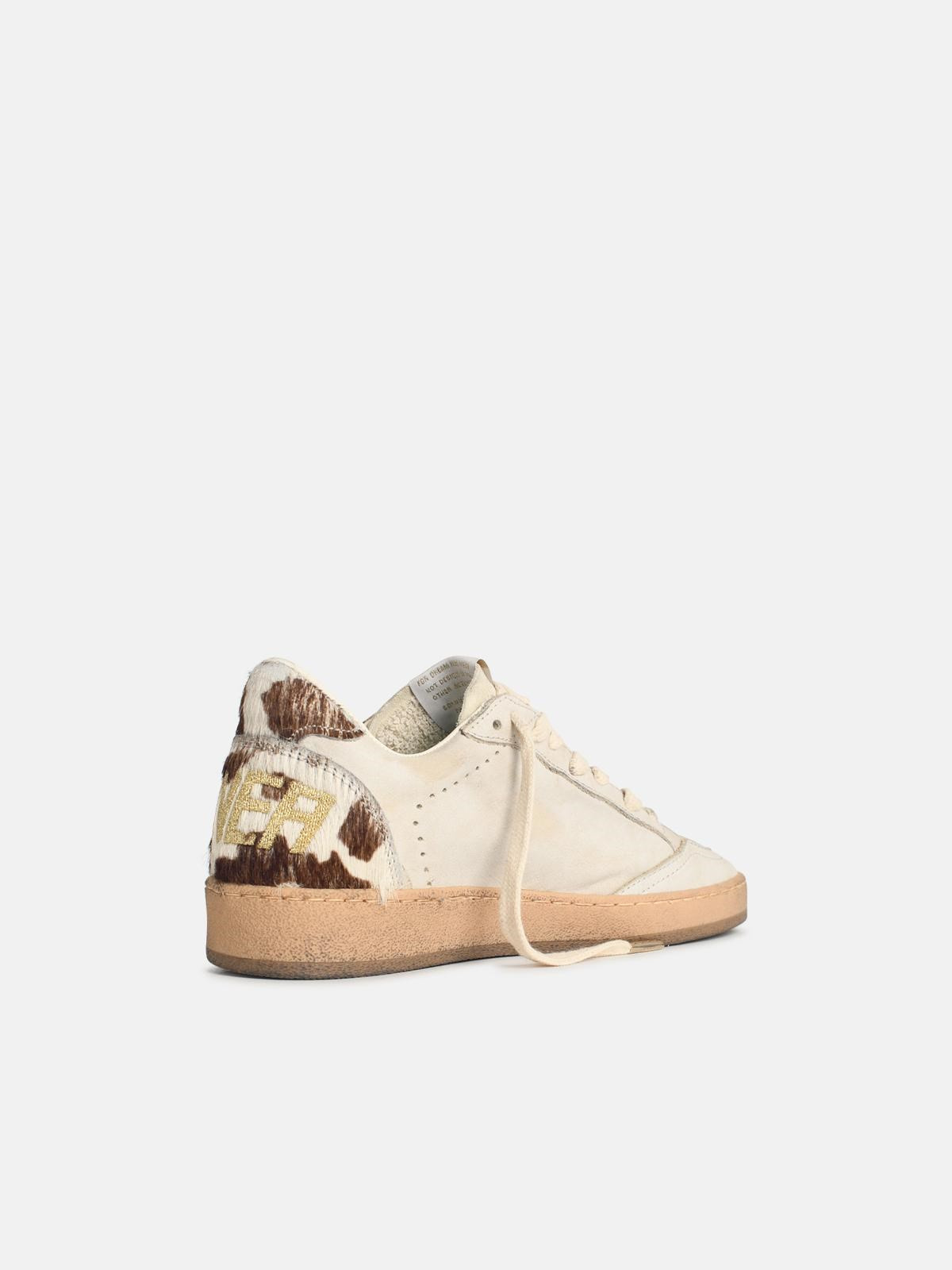 'BALL STAR' WHITE SUEDE AND PONY LEATHER SNEAKERS - 3