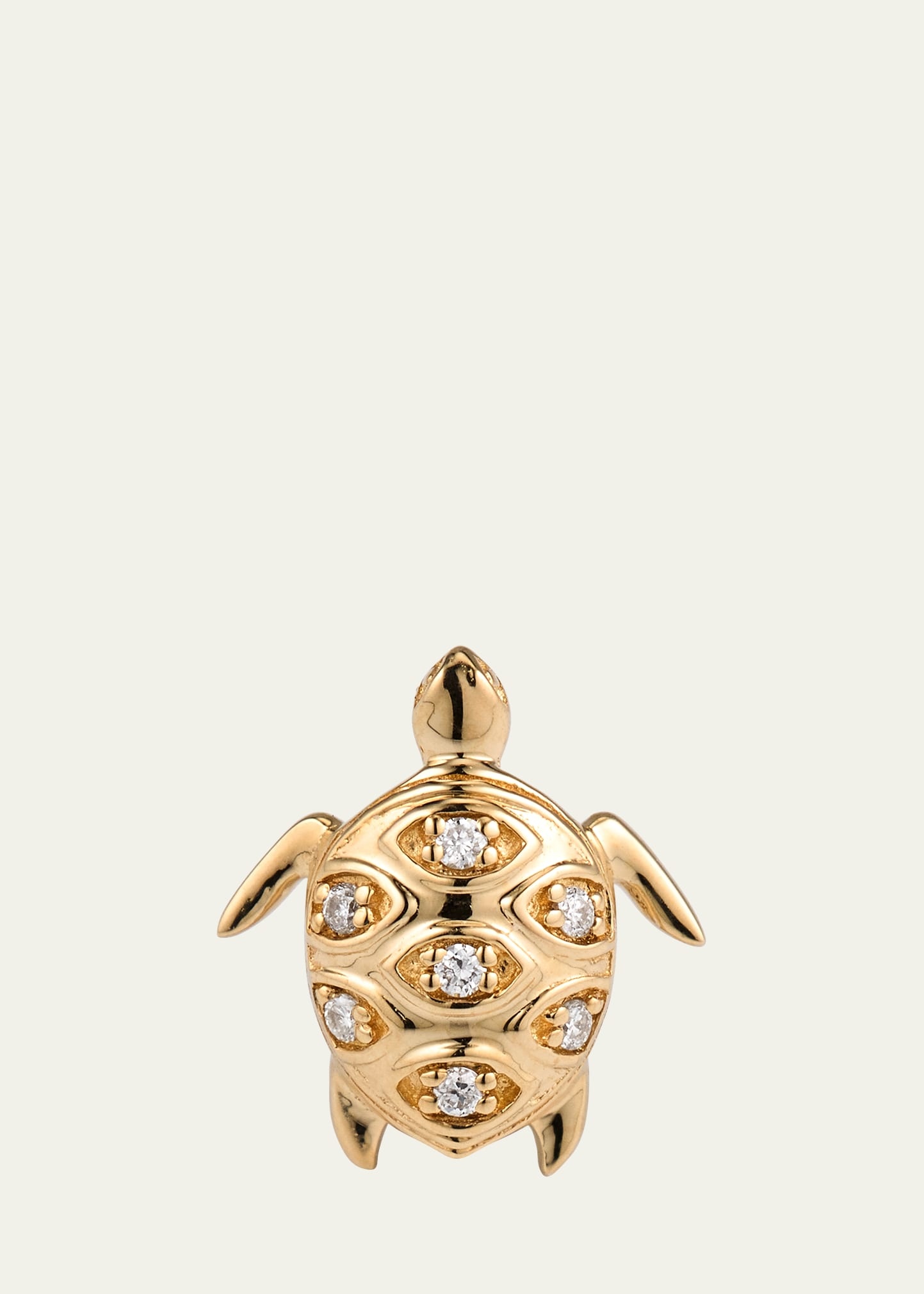 14K Turtle Earring with Marquise Eye Shell, Single - 1