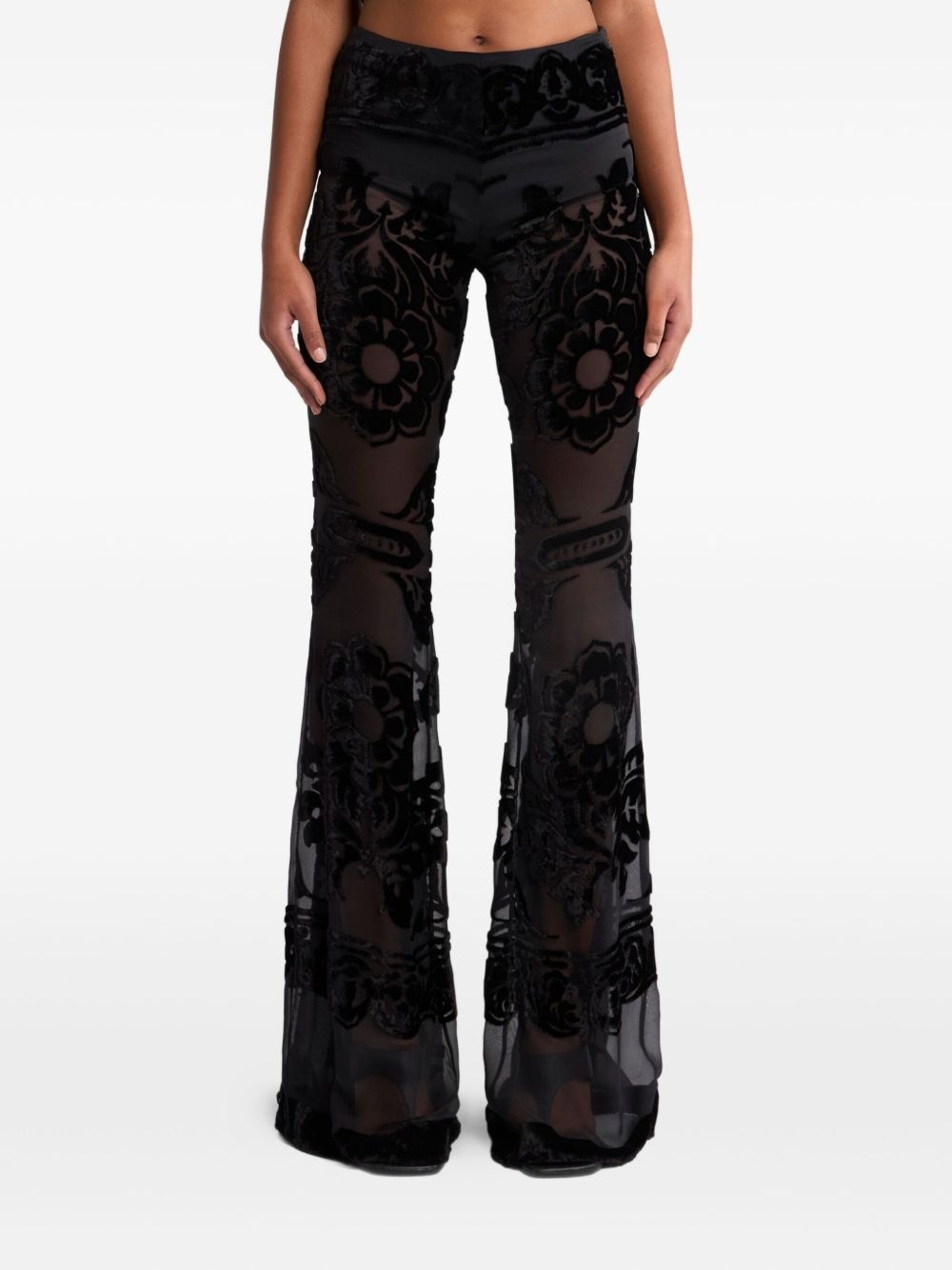 floral flared trousers - 2