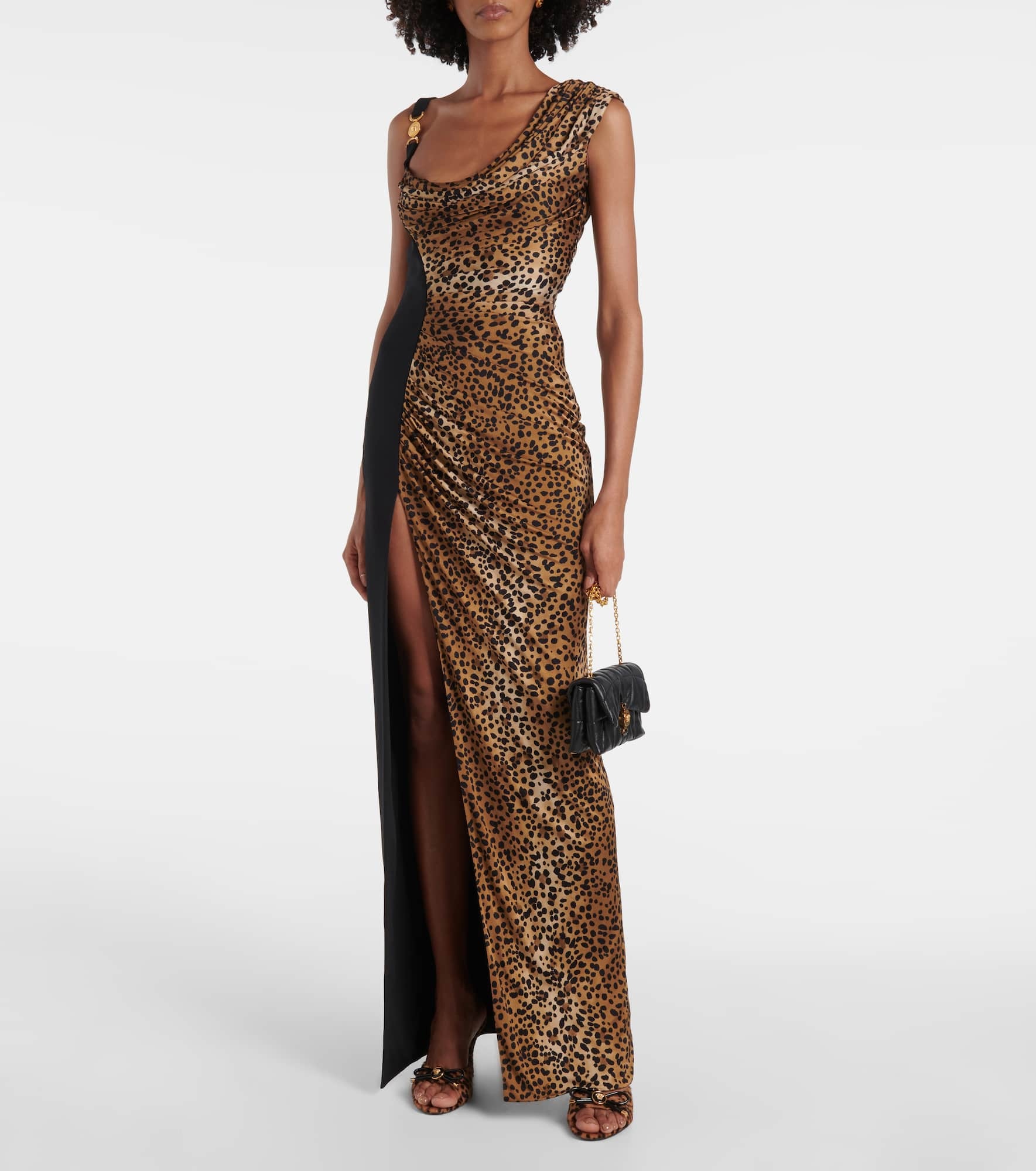 Medusa '95 leopard-print draped gown - 2