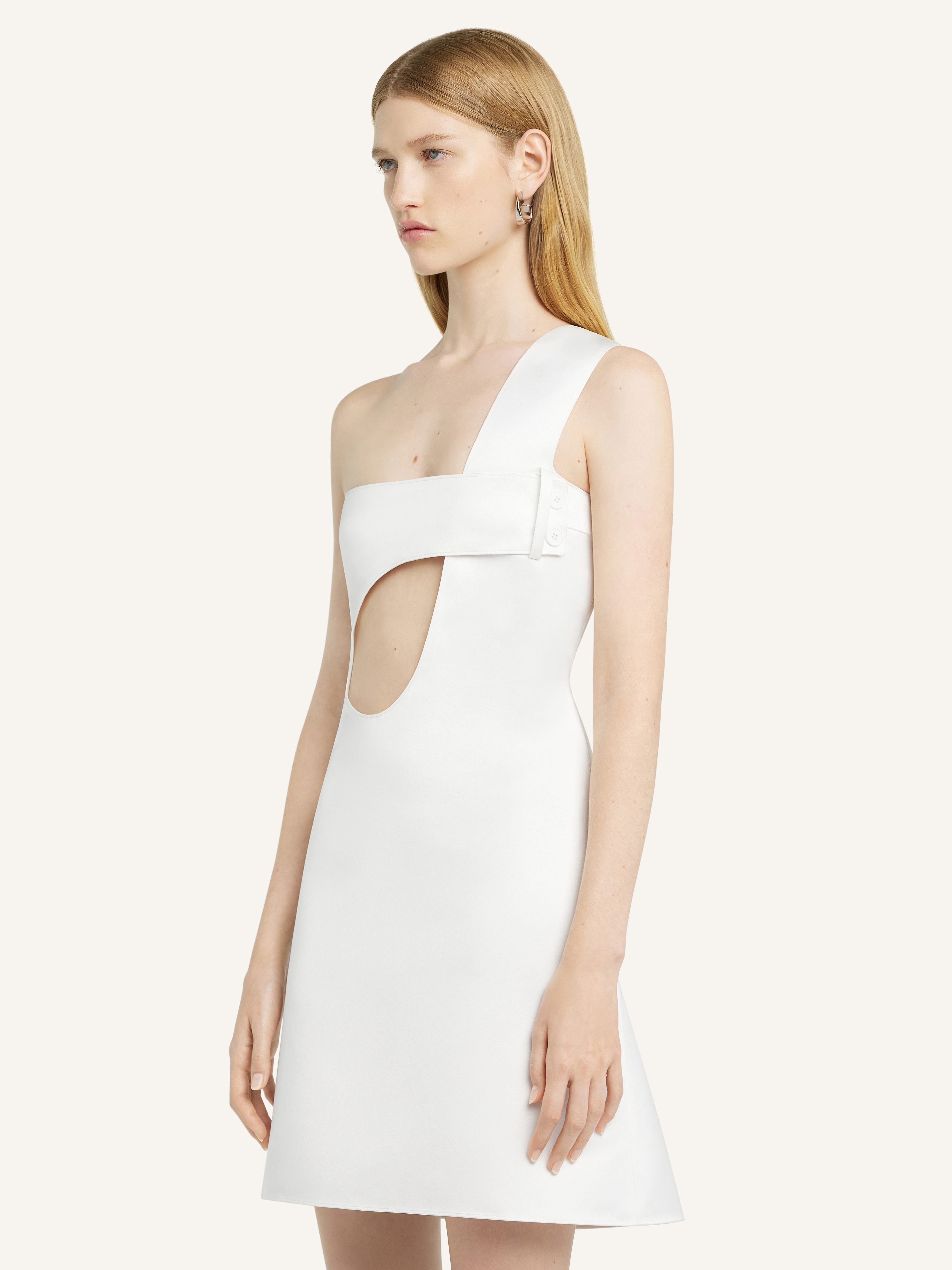 SHORT CUT-OUT SATIN DRESS - 5