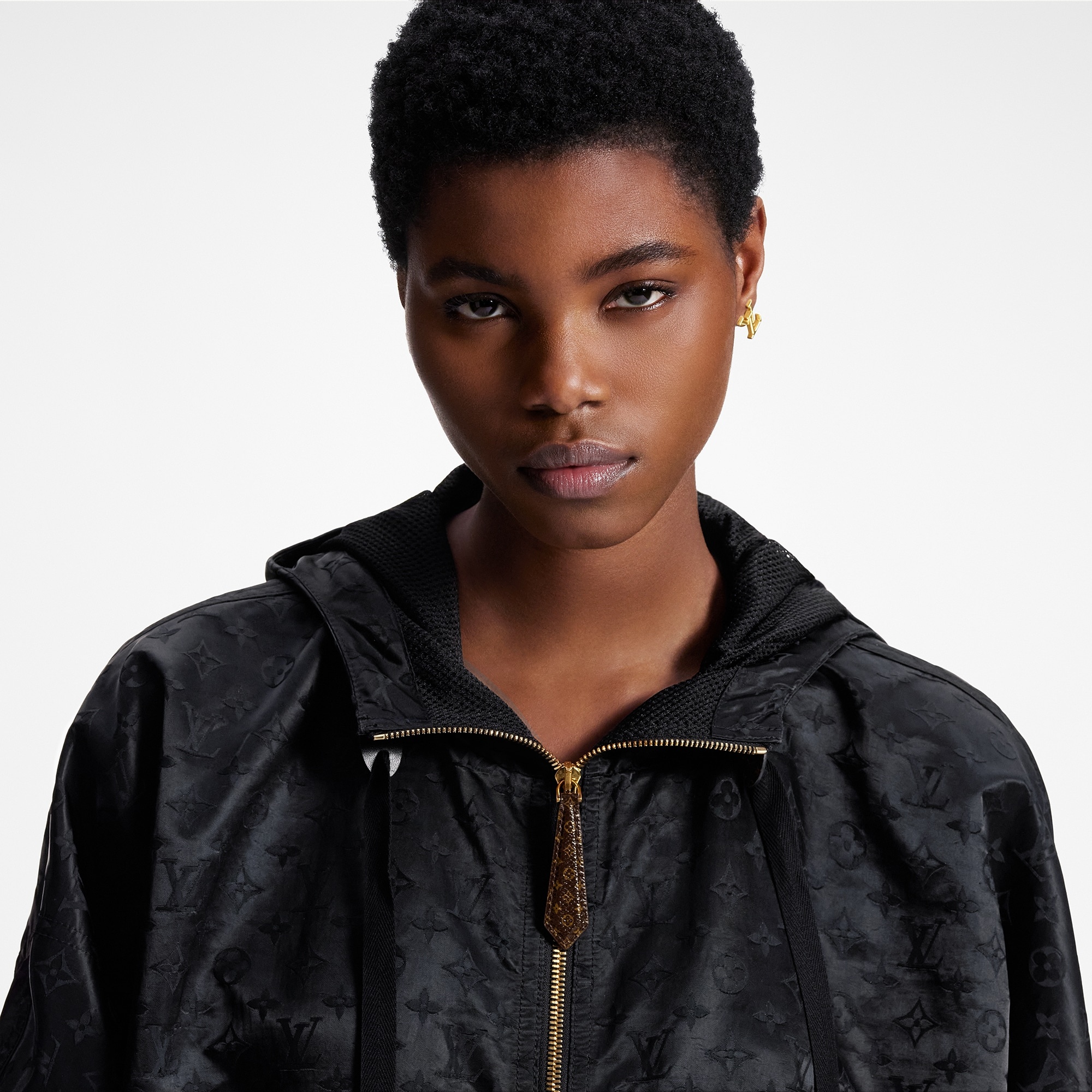 Shiny Monogram Short Parka - 4