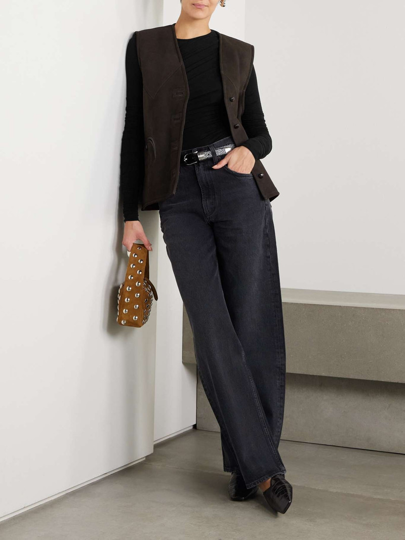 AGOLDE Tania draped stretch-TENCEL™ Lyocell jersey top Black outlook