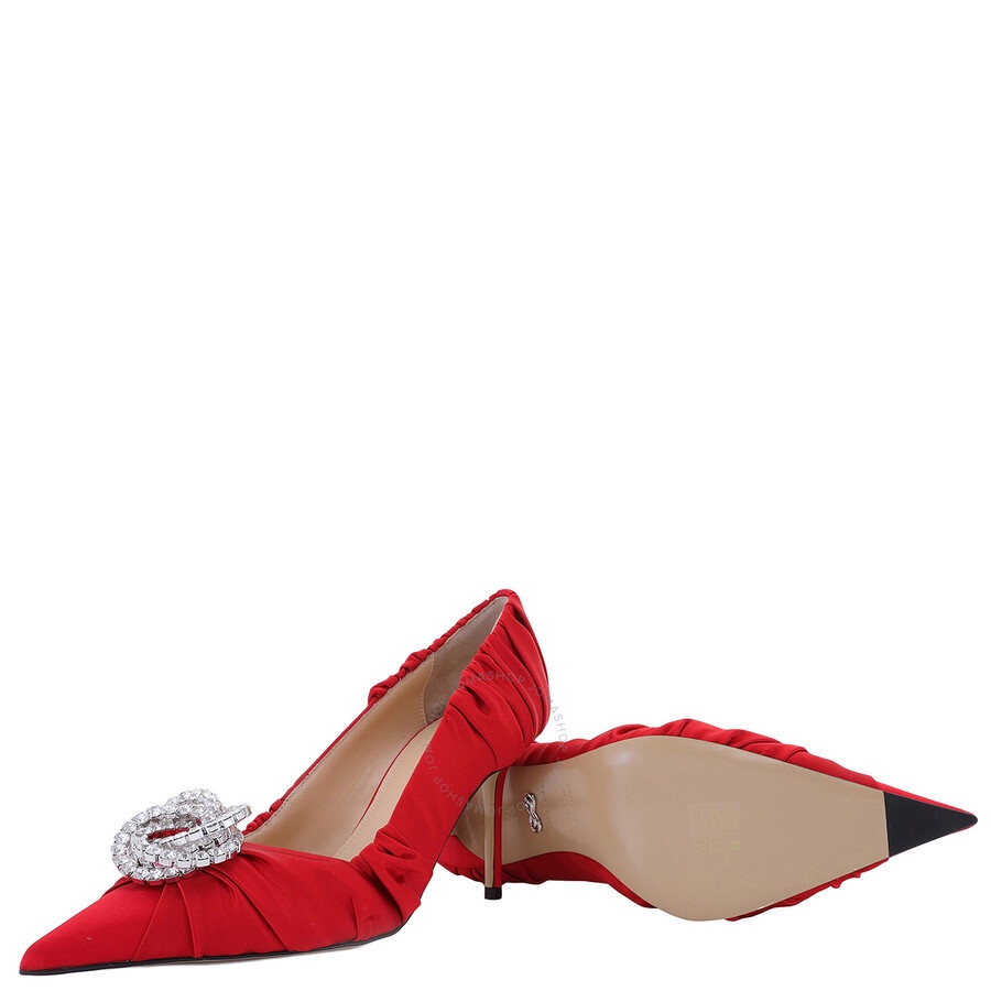 Mach & Mach Ladies Red Galaxy Satin Pumps - 2