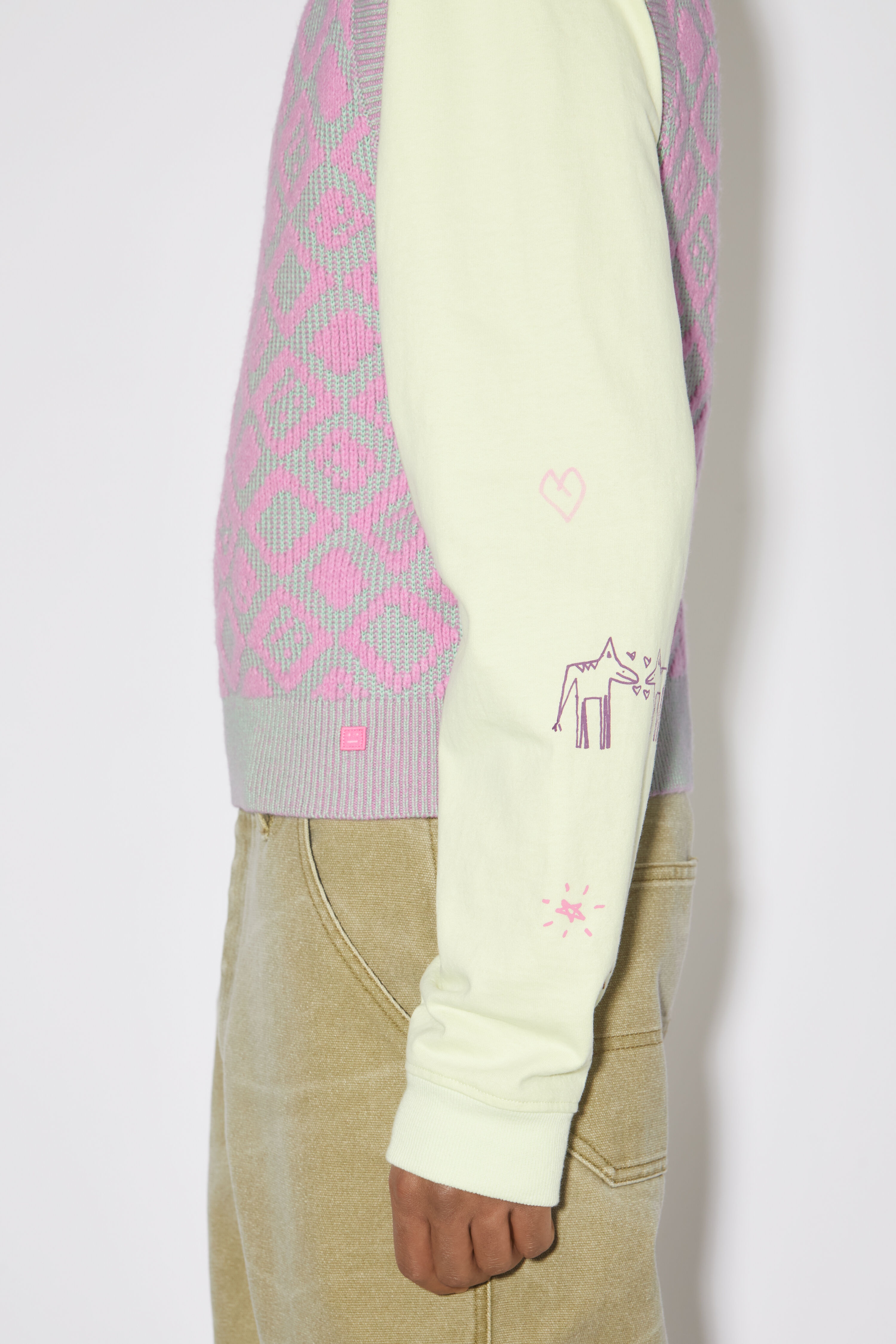 Face tiles vest - Bubble pink/spring green - 4
