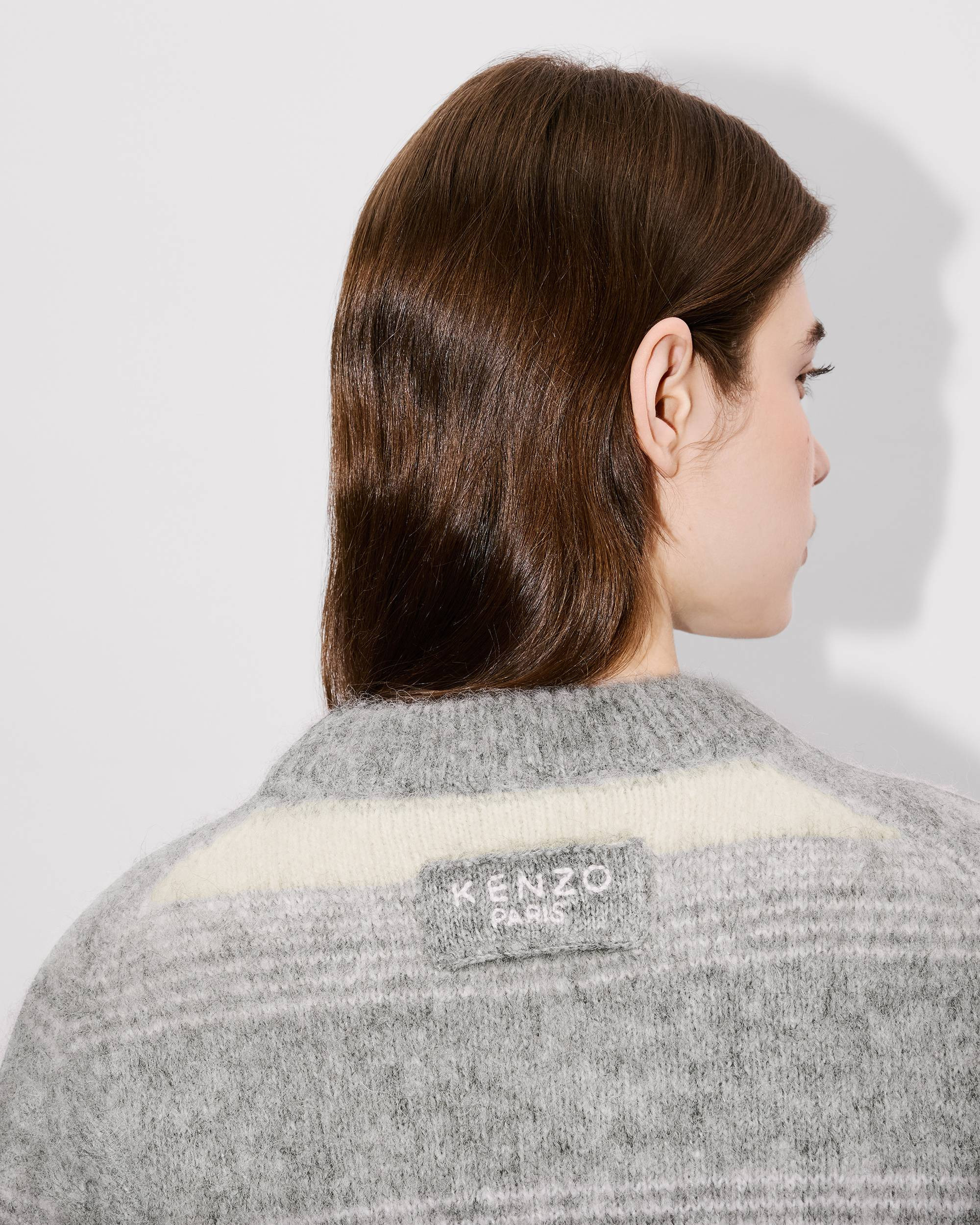'KENZO Speed Stripe' hairy knitted top in mixed alpaca wool - 7