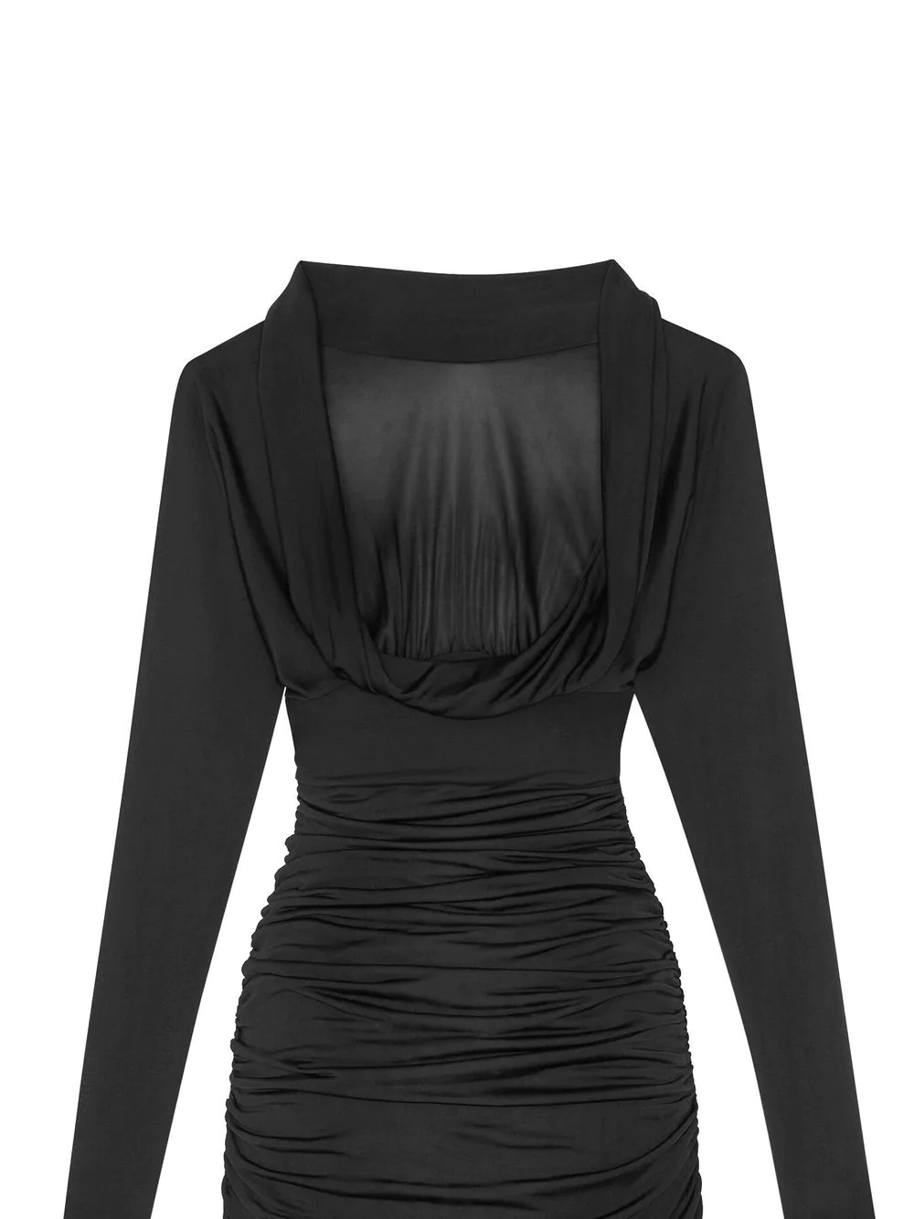ruched curved-hem long-sleeve dress - 3
