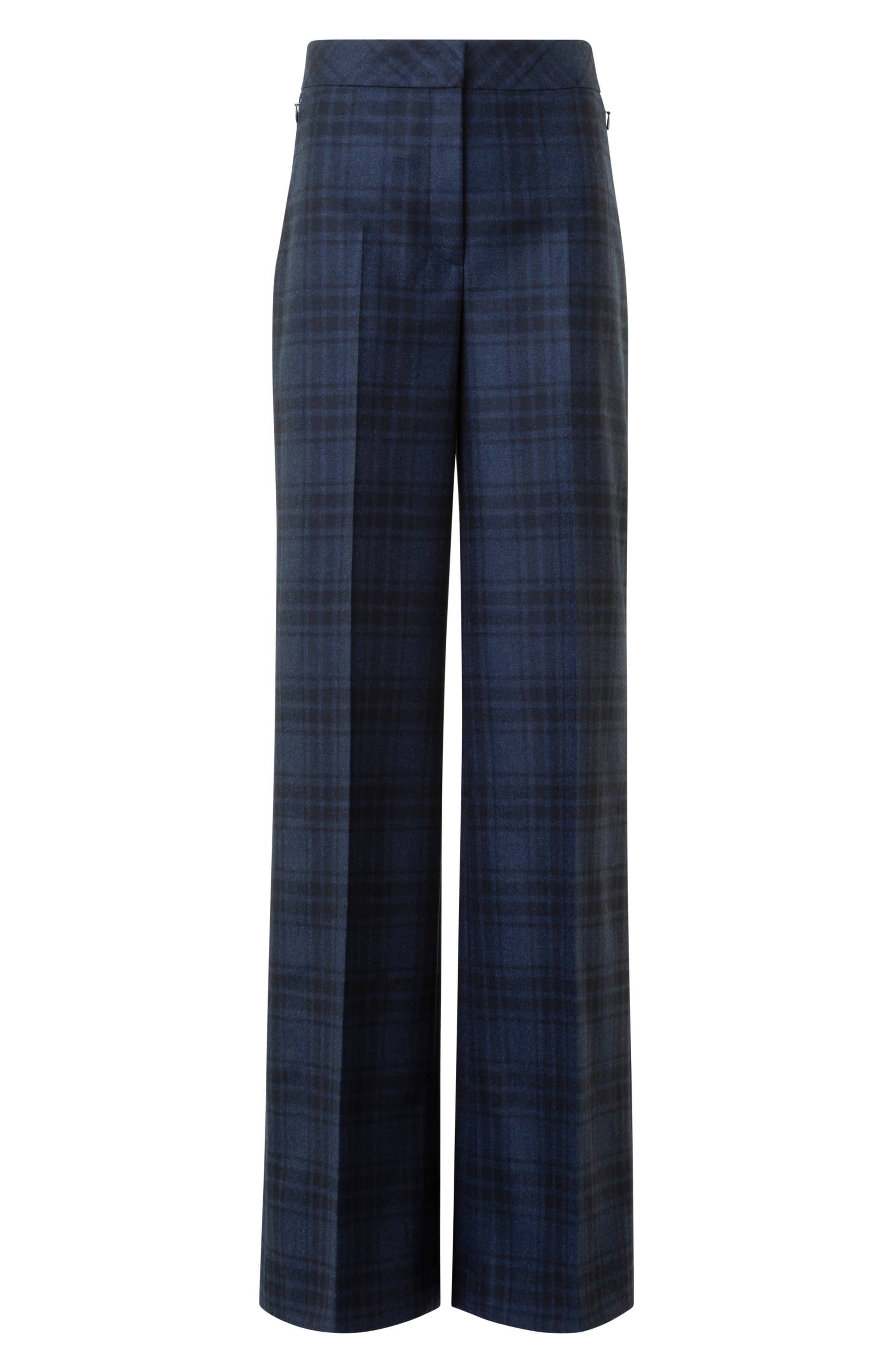 Akris Check Wool Flannel Pants in Denim-Black at Nordstrom - 5