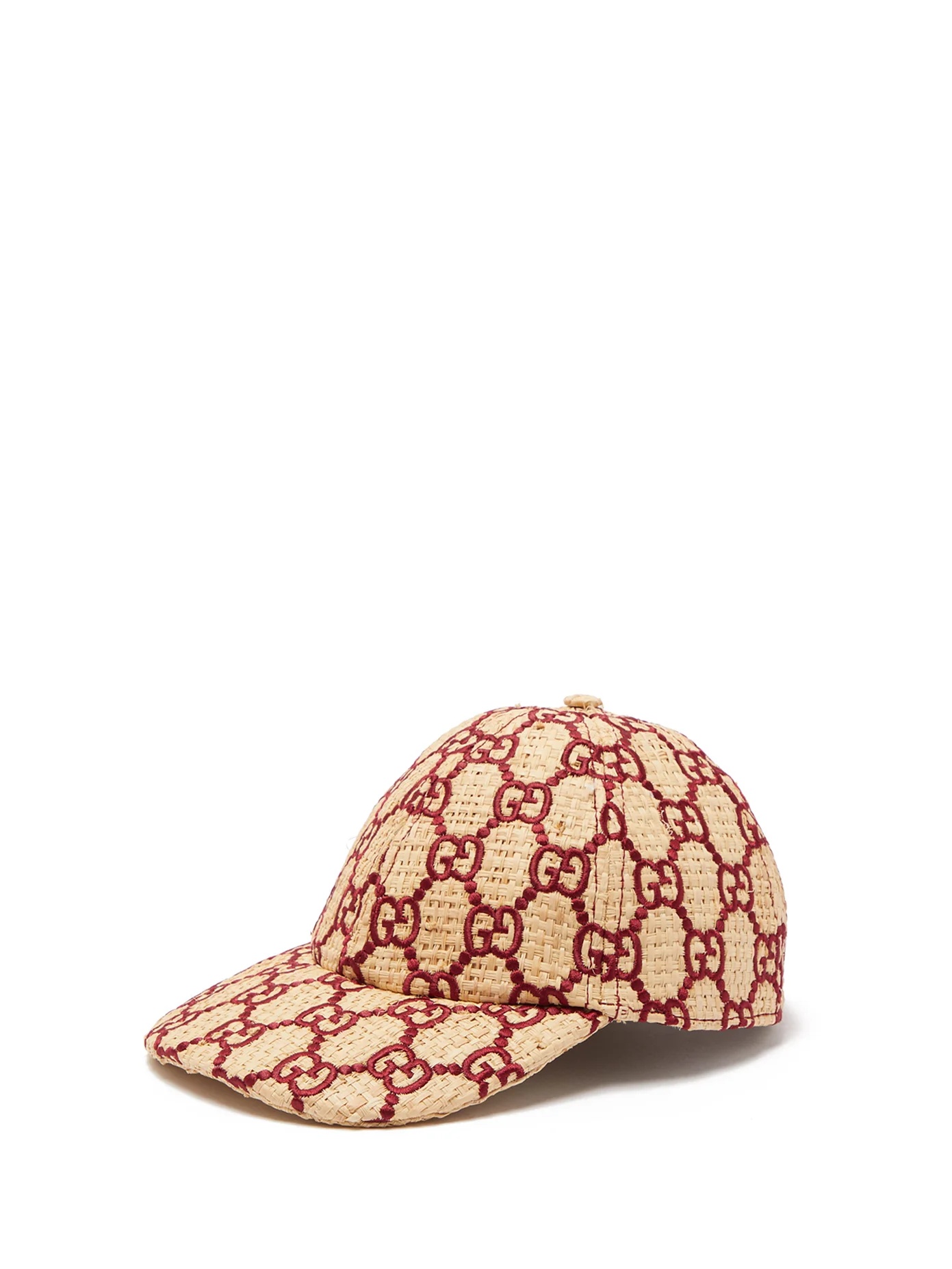 Snakeskin-trimmed GG-embroidered raffia cap - 1