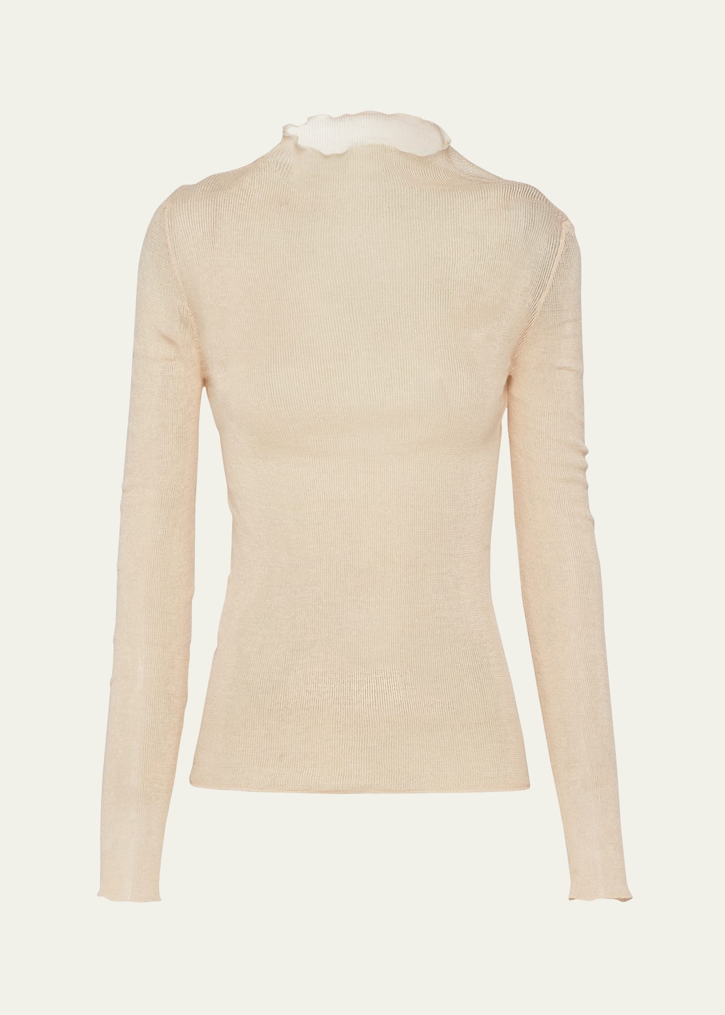 Superfine Cotton Knit Mock-Neck Top - 1