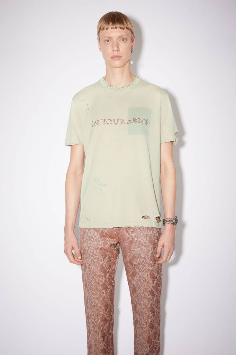 Acne Studios Distressed t-shirt - Dusty green outlook