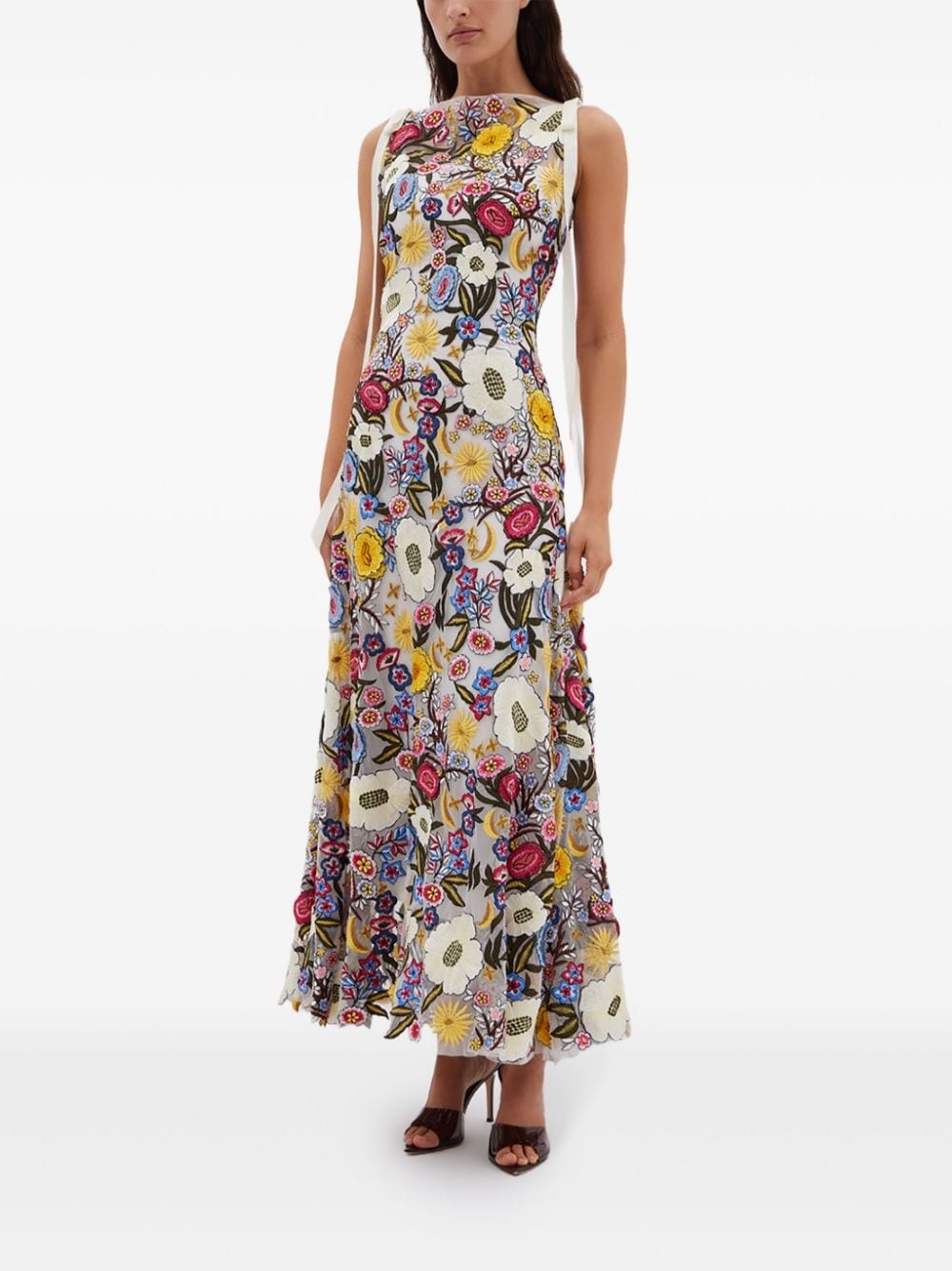 Lyra floral-embroidery gown - 3
