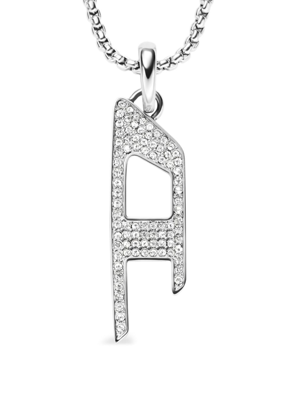 steel crystal-pavé necklace - 3