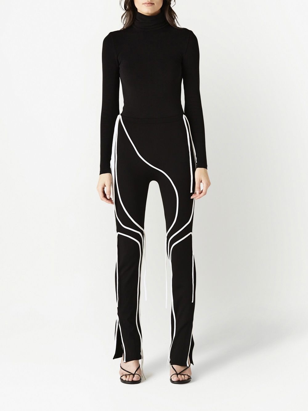 contrast-trim flared trousers - 2