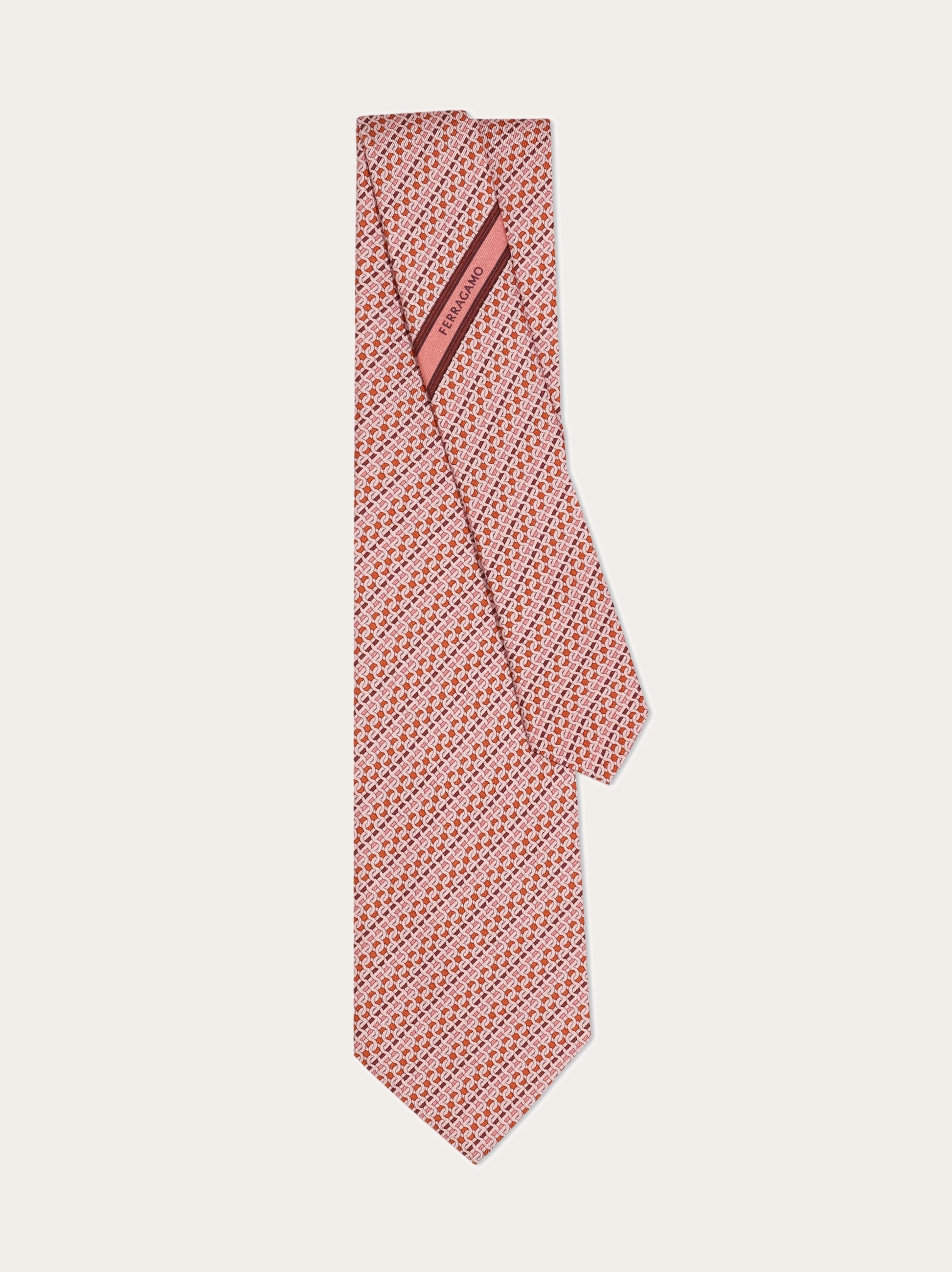 Printed silk tie with interlocking Gancini and regimental stripes - 3