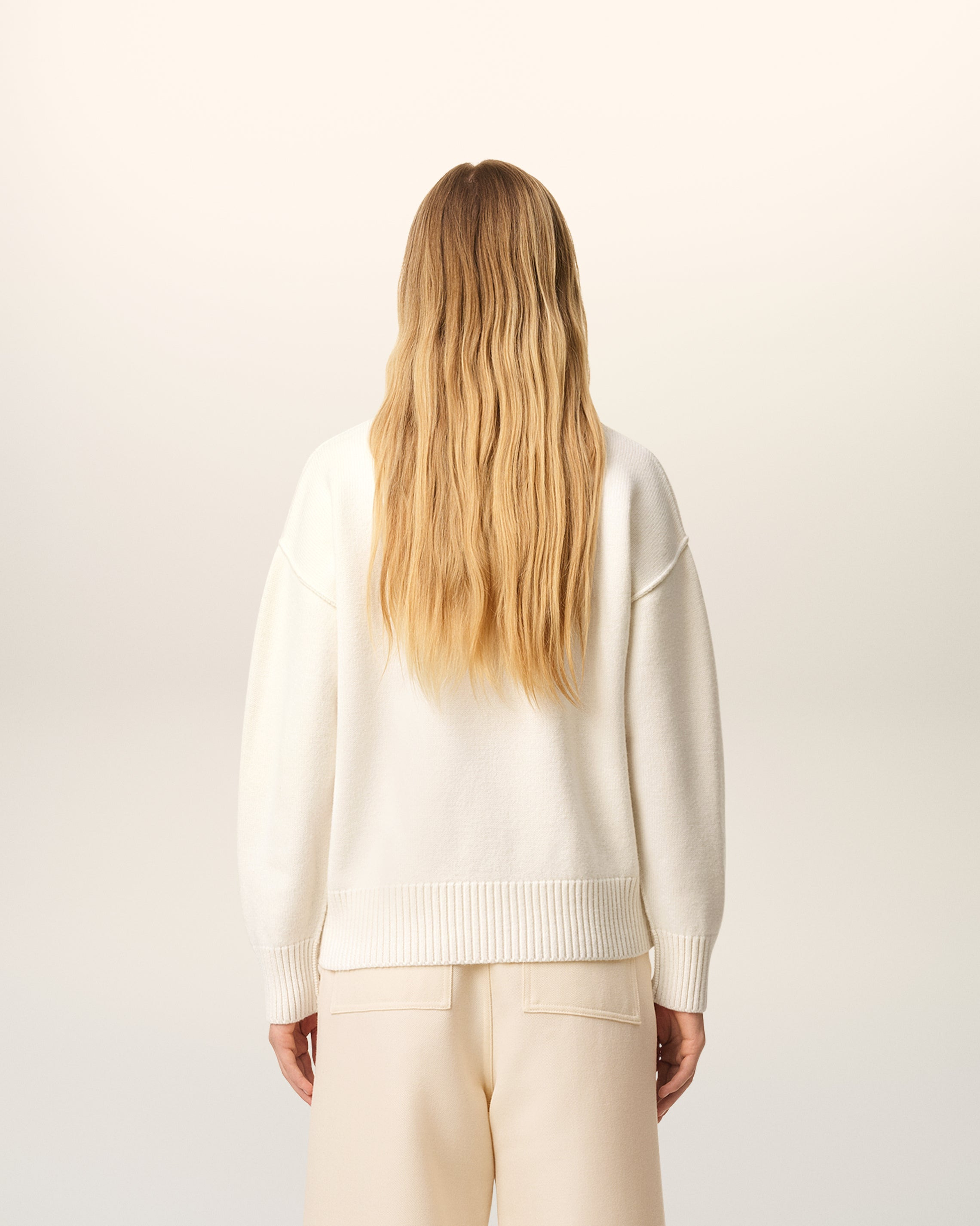 WHITE WOOL AMI DE COEUR POLO - 5