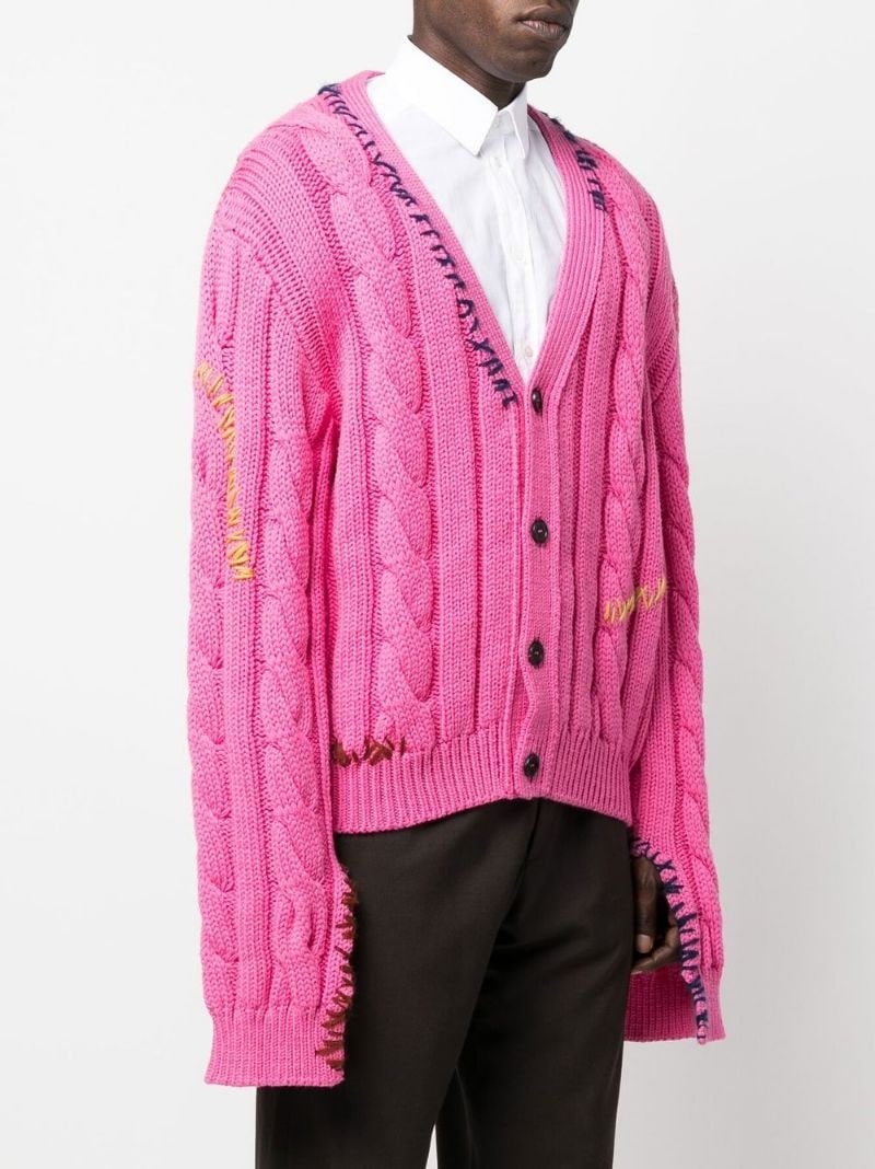 stitch-detail cable-knit cardigan - 3