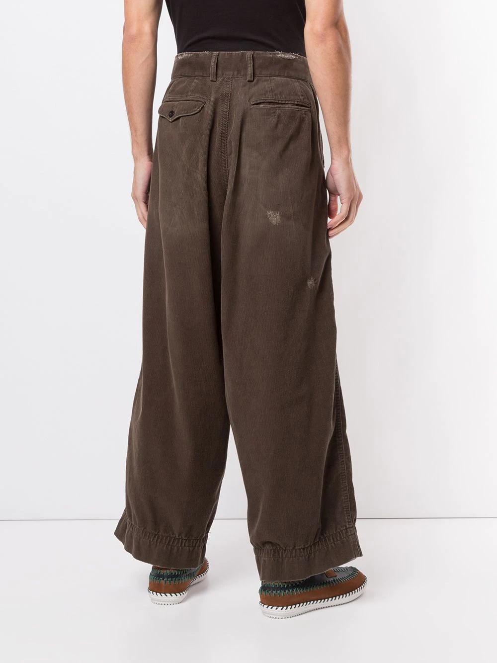 distressed effect wide leg trousers - 4