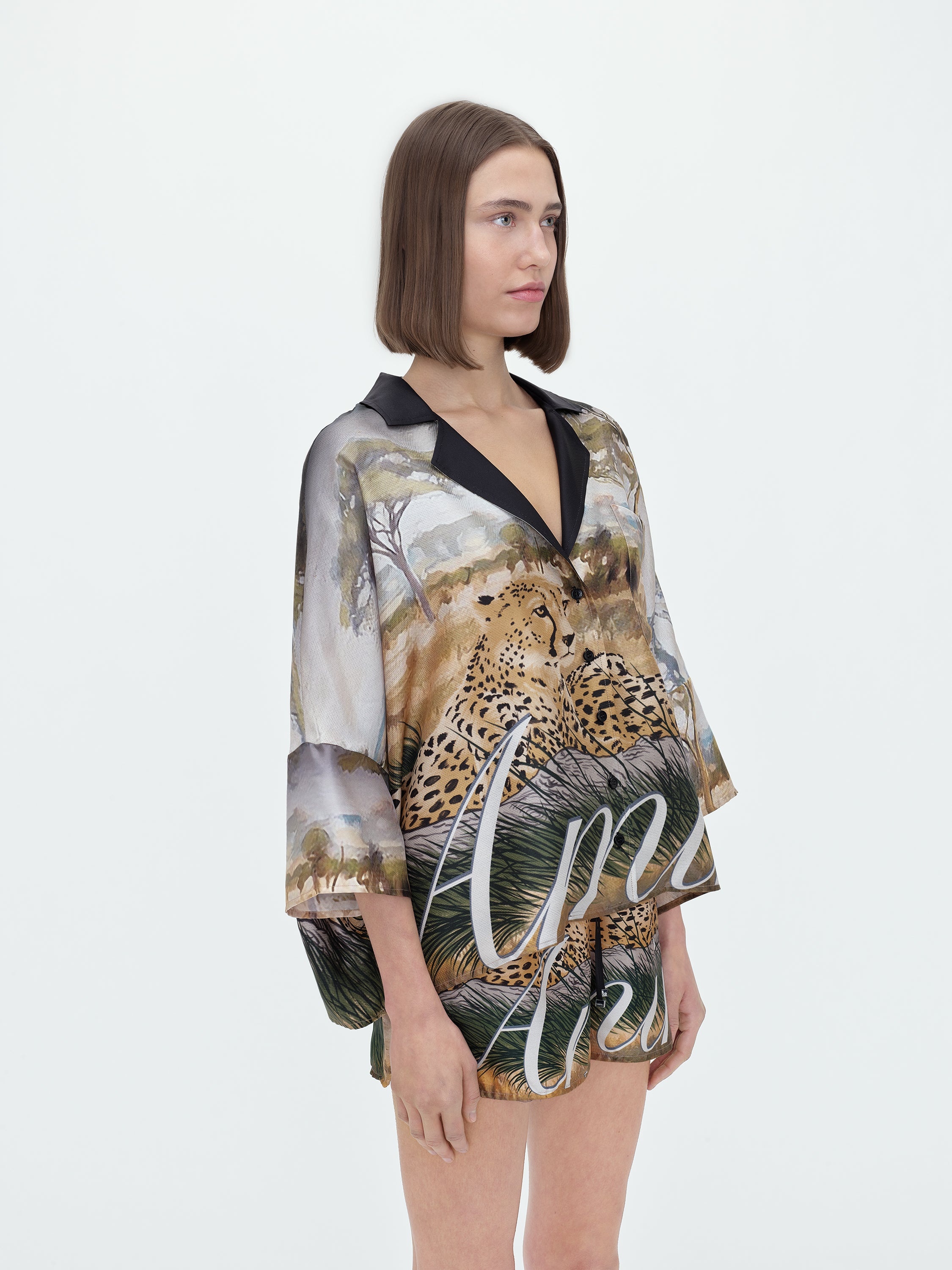 CHEETAH S/S SILK SHIRT - 3