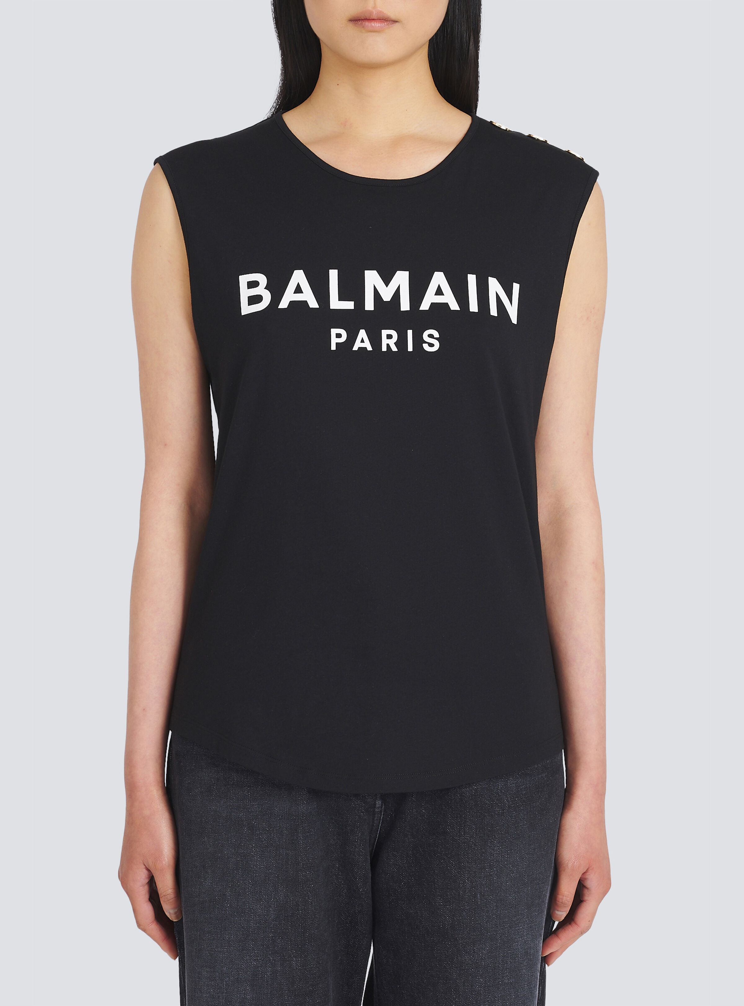 Eco-designed cotton T-shirt with Balmain logo print - 7