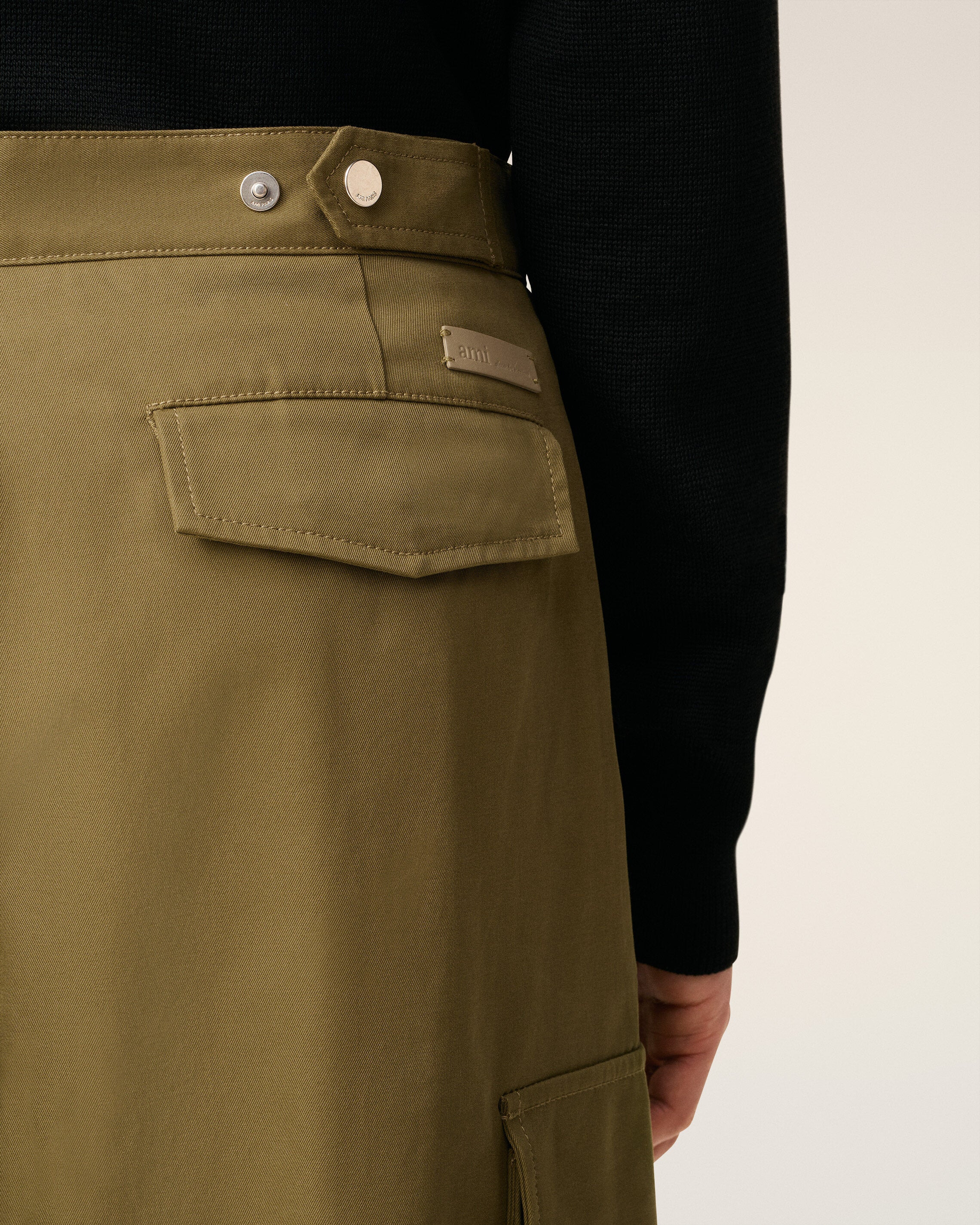 GREEN COTTON CARGO TROUSERS - 5