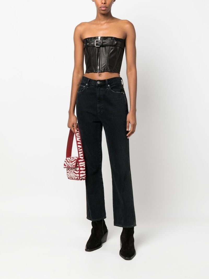 leather belted corset top - 2