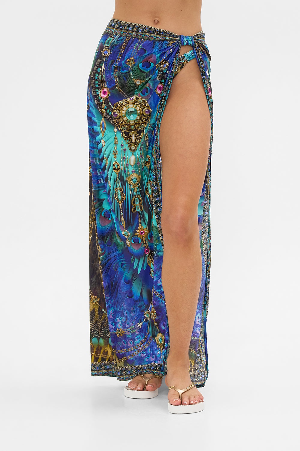 LONG SARONG WITH GATHERED TAB AND LEG SPLIT - 5