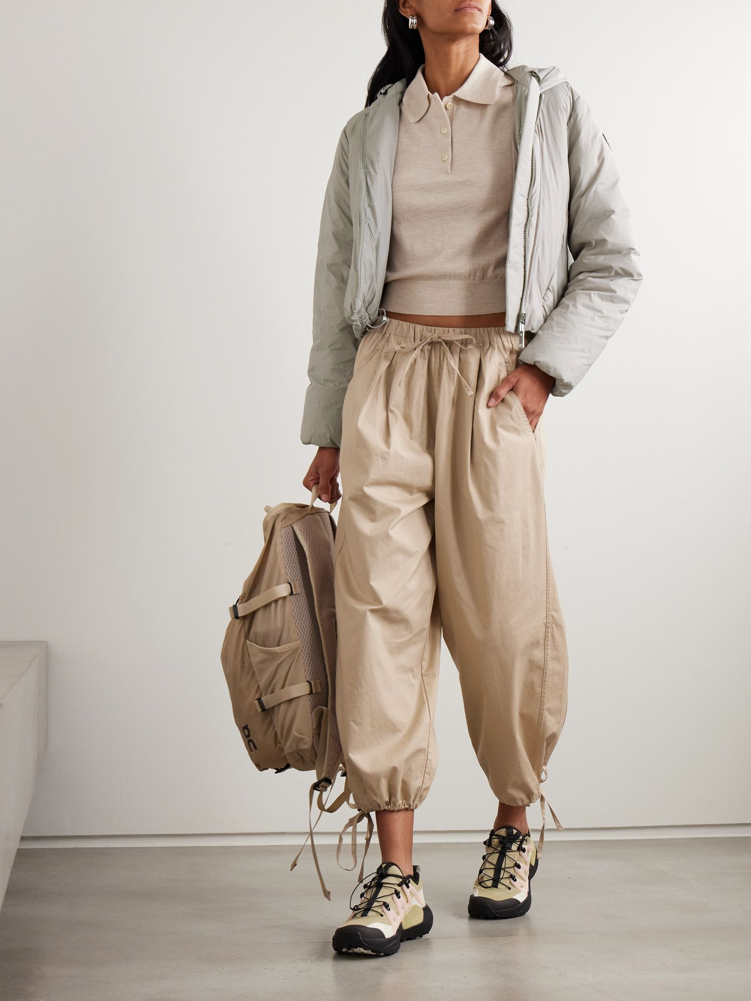 Elba cropped padded shell down jacket Stone - 2