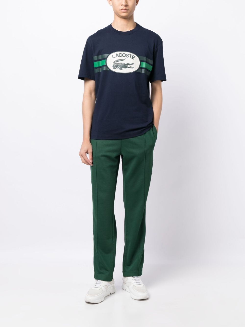 crocodile logo-patch piquÃ© track pants - 3