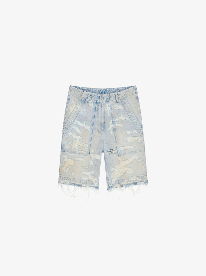 CARGO BERMUDA SHORTS IN DENIM - 1