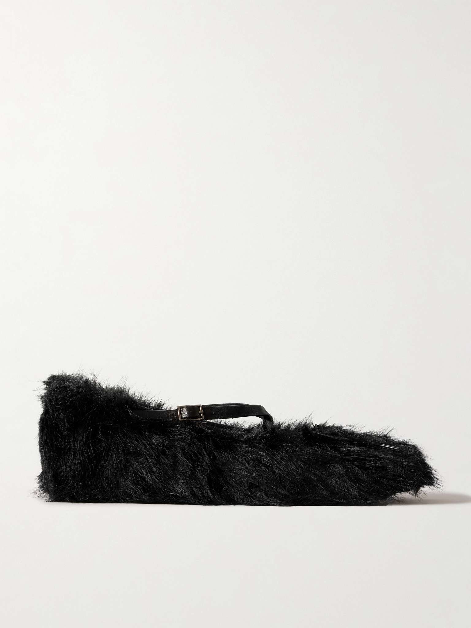 Leather-Trimmed Faux Fur Loafers - 1
