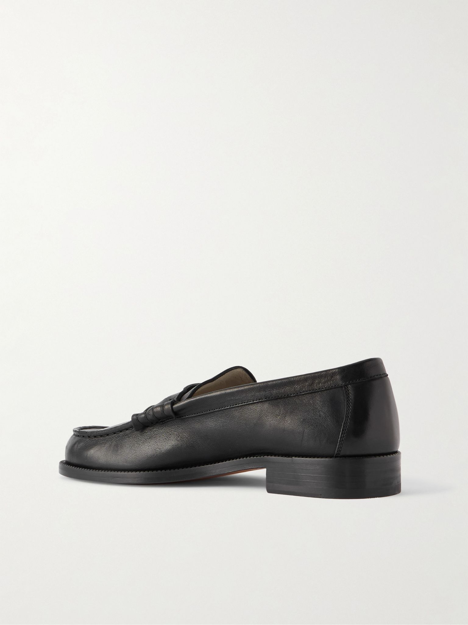 Leather Penny Loafers Black - 4