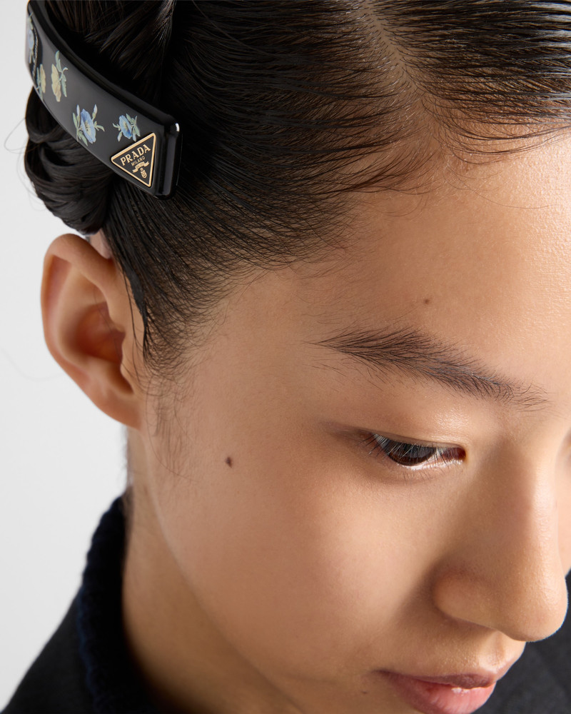 Prada Plexiglas and metal hair barrettes outlook