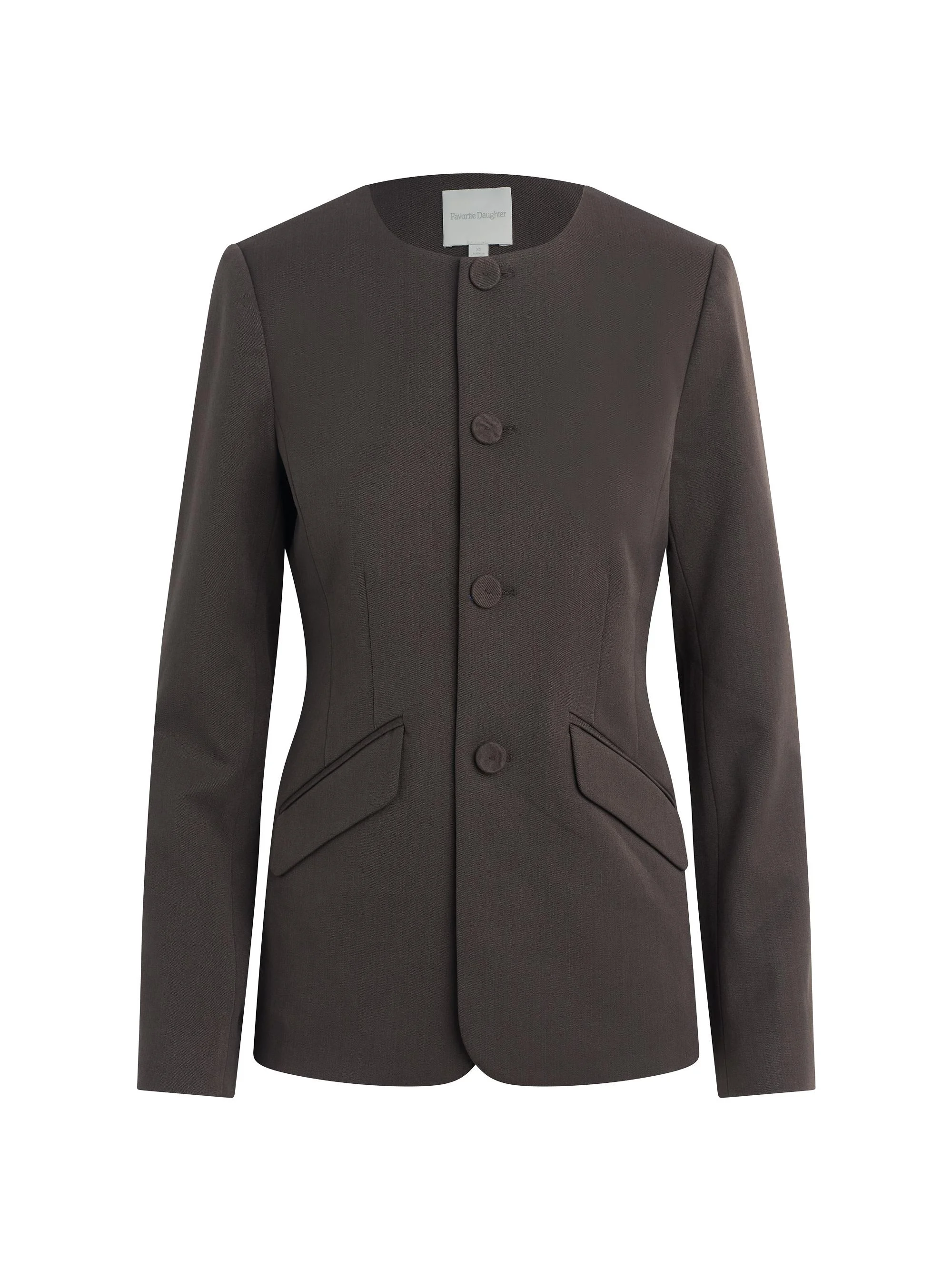 Women's The Victoria Collarless Jacket - Coffee - 1