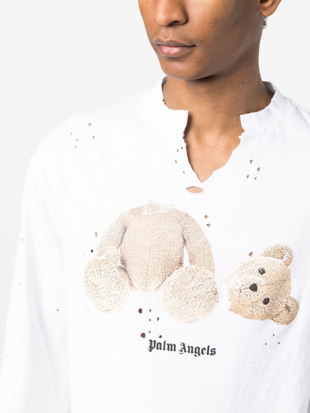 Bear-print distressed-effect T-shirt - 5