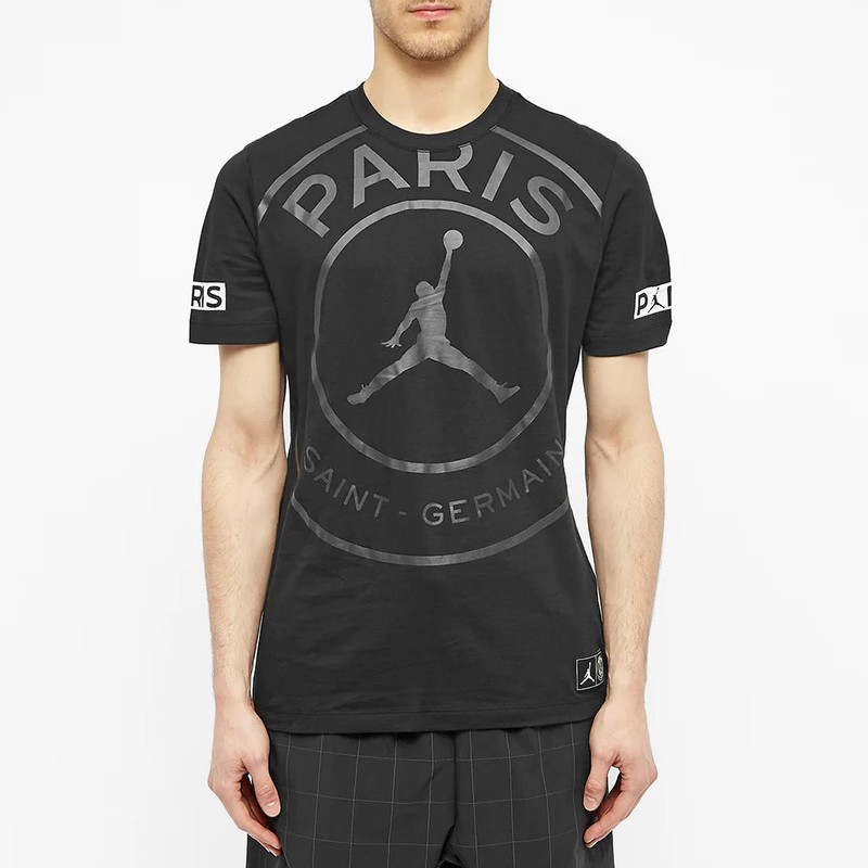 Jordan Air Jordan Paris Saint-Germain Logo Tee Printing Short Sleeve US Edition Black BQ8384-010 outlook