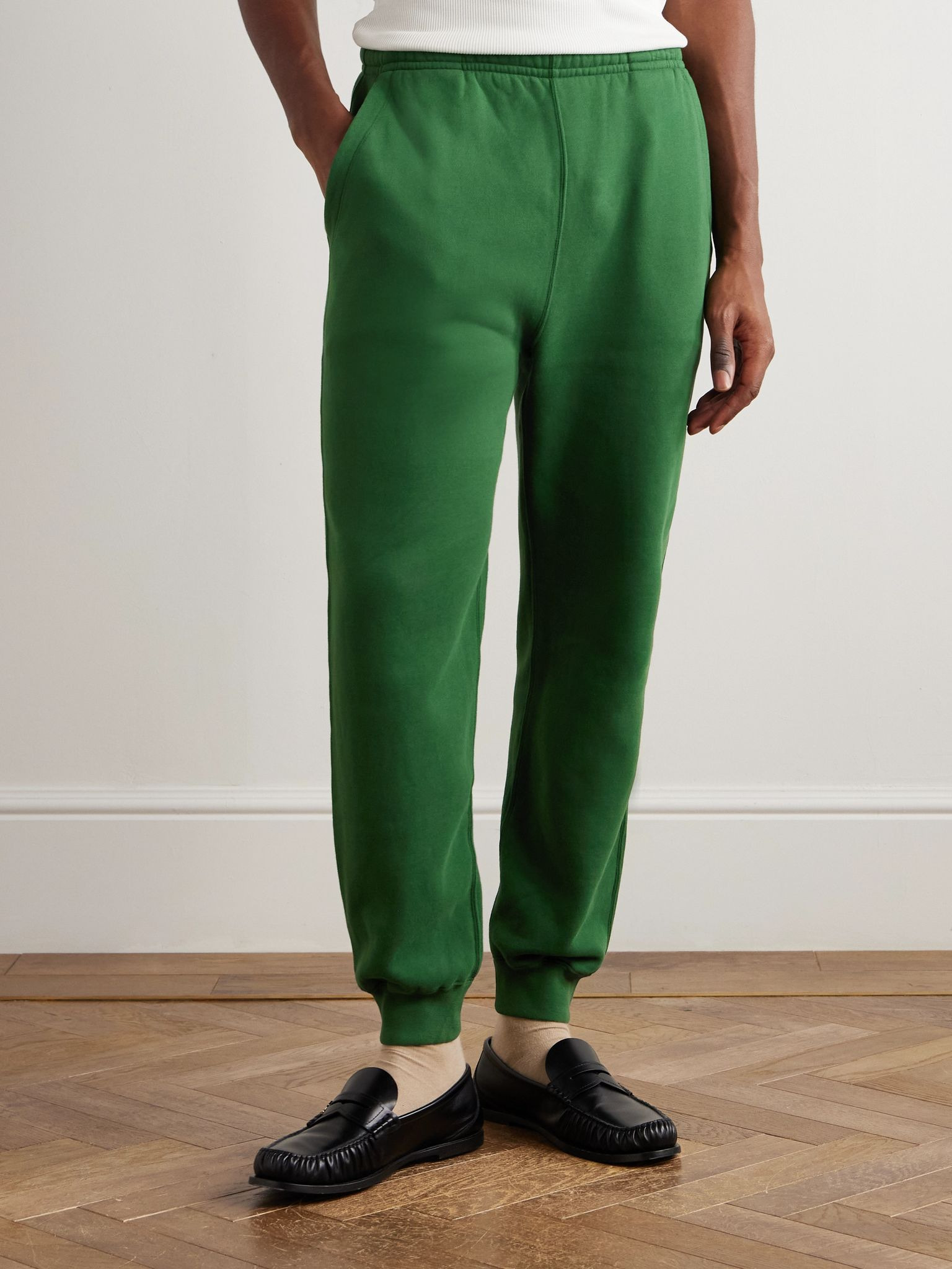 Tapered Cotton-Jersey Sweatpants Green - 3