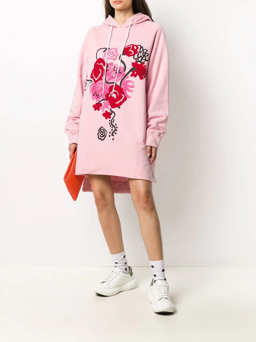 painterly-print hoodie dress - 2