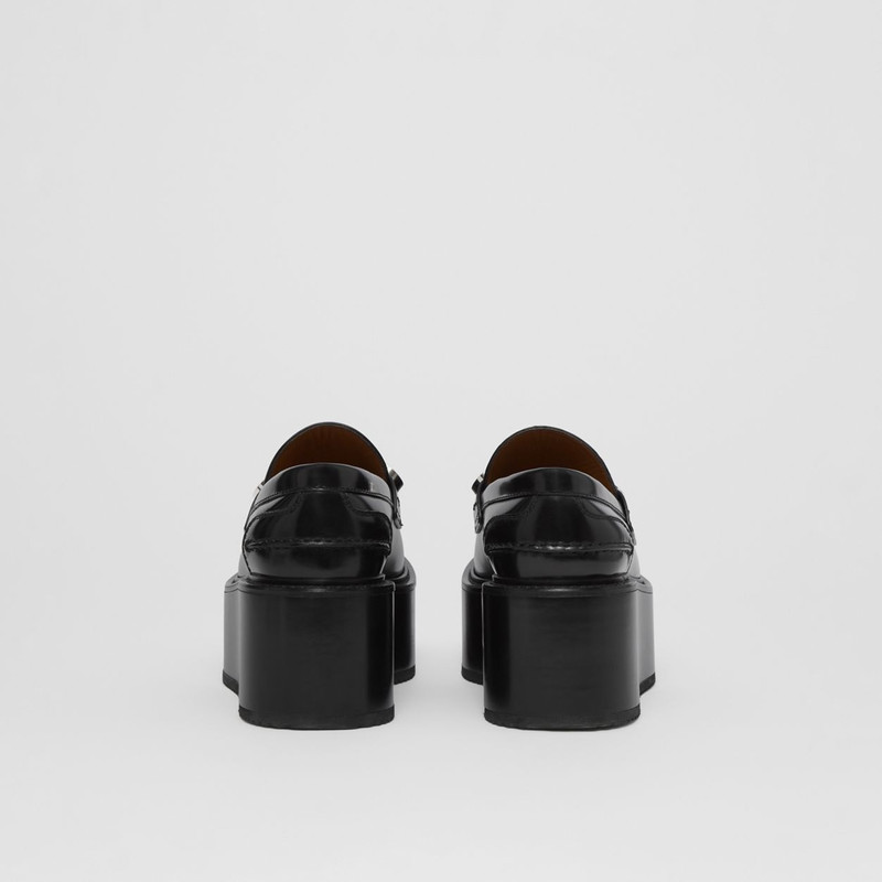 Logo Detail Leather Platform Loafers 5