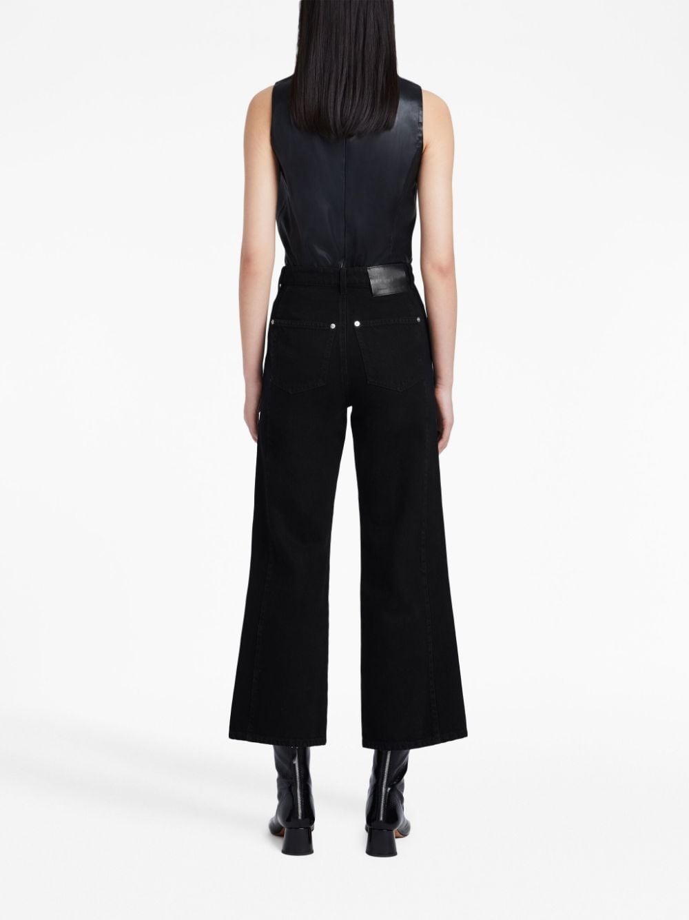 logo-patch cropped jeans - 4