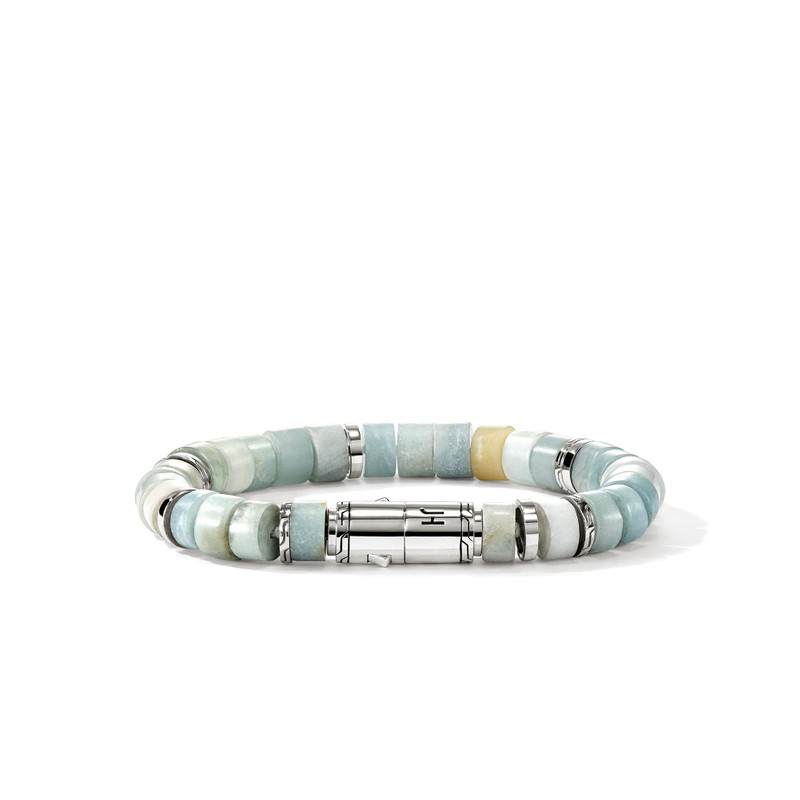 Ocean Heishi Bracelet, Sterling Silver, Multi Color Quartzite, 9MM 1