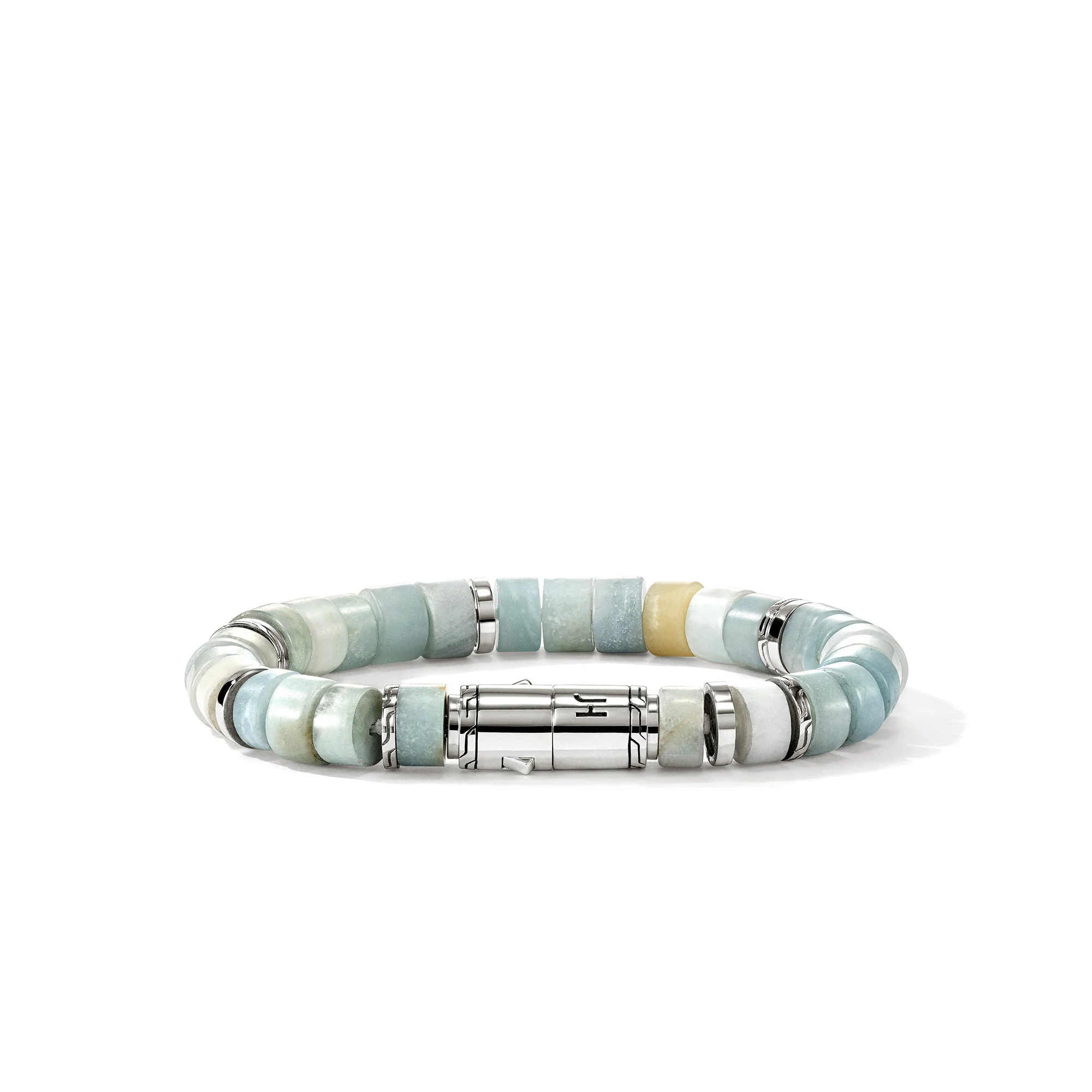 Ocean Heishi Bracelet, Sterling Silver, Multi Color Quartzite, 9MM - 1
