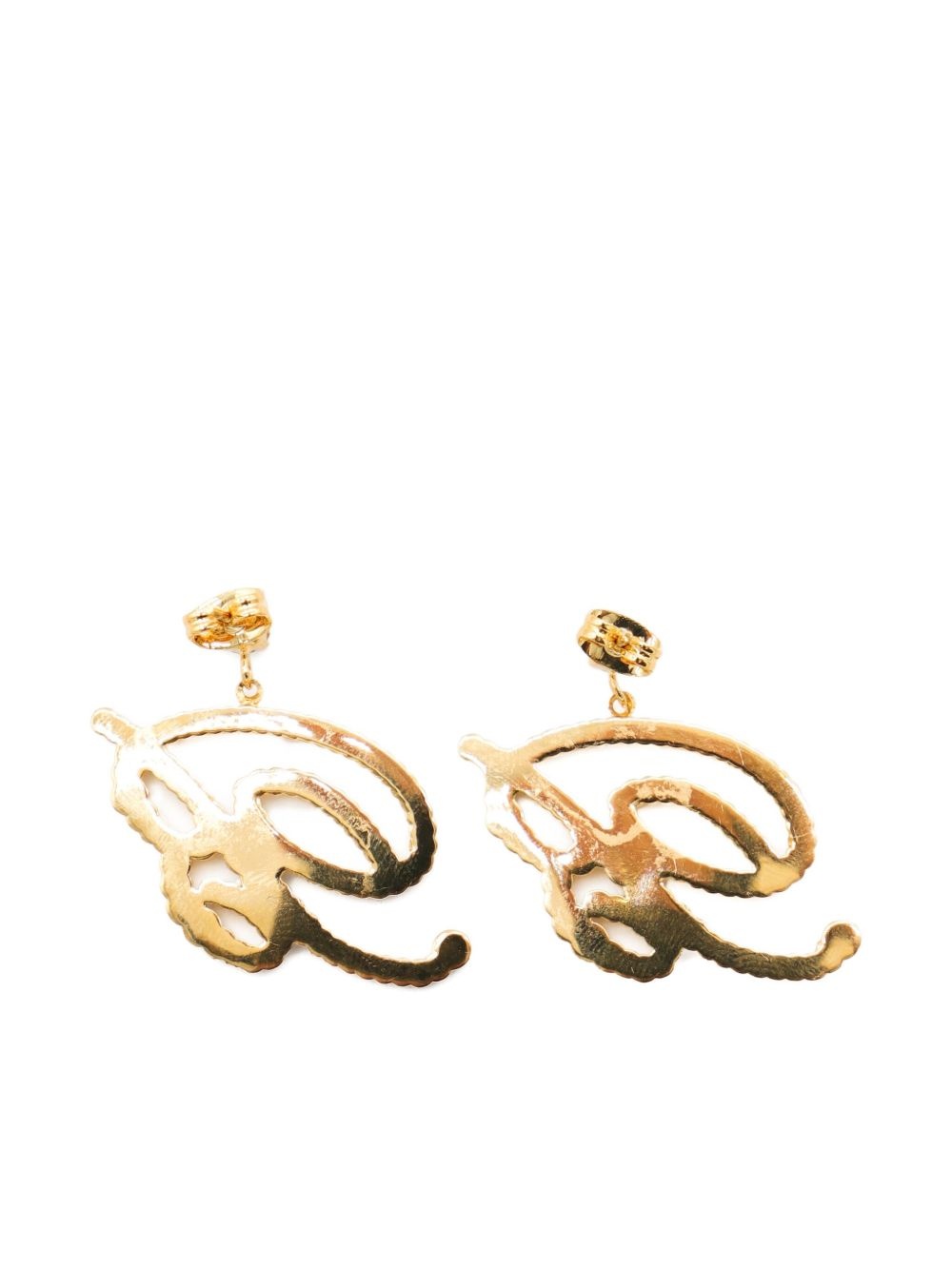 crystal-embellished logo earrings - 2