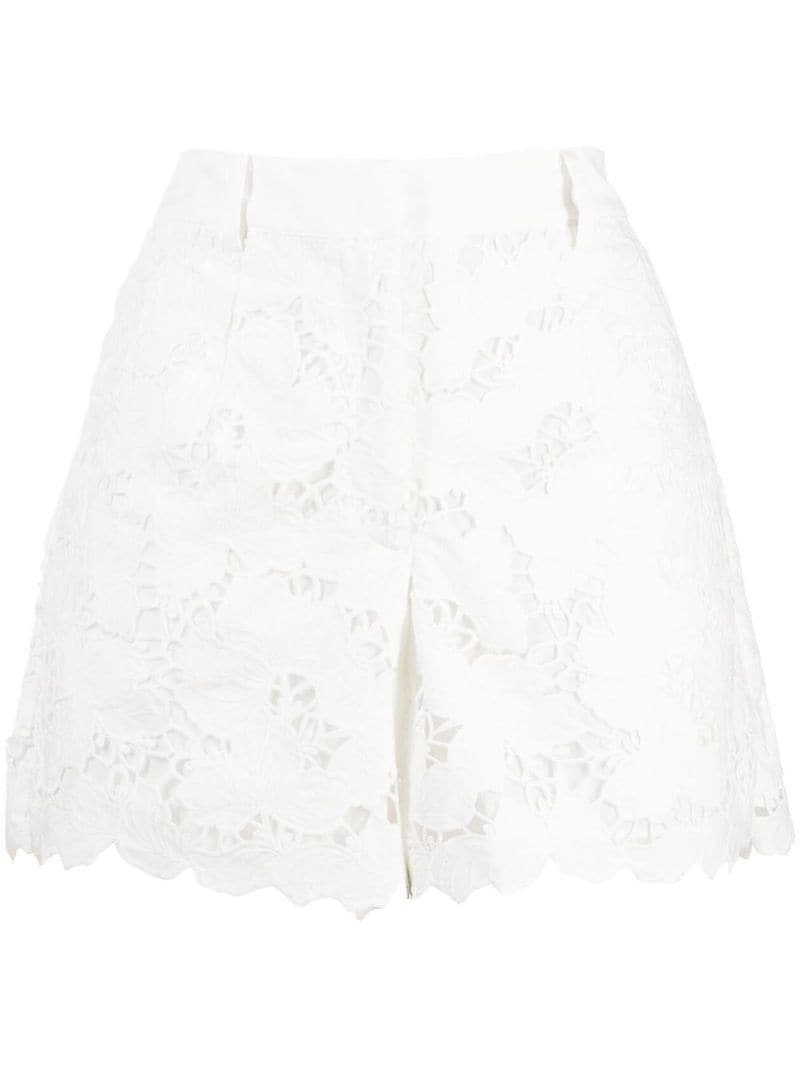 embroidered high-waisted shorts - 1