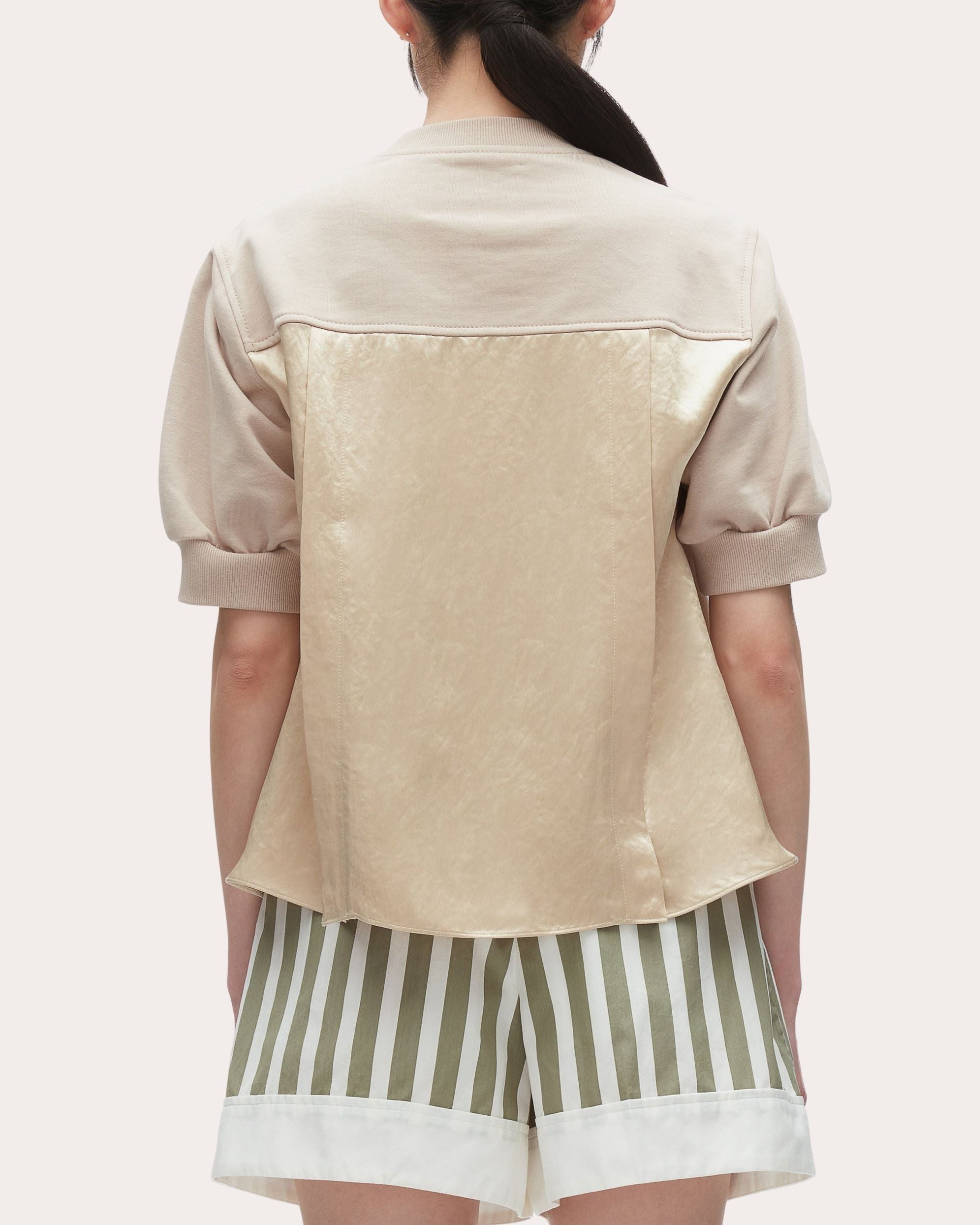 Flounce Puff-Sleeve Satin Top - 2