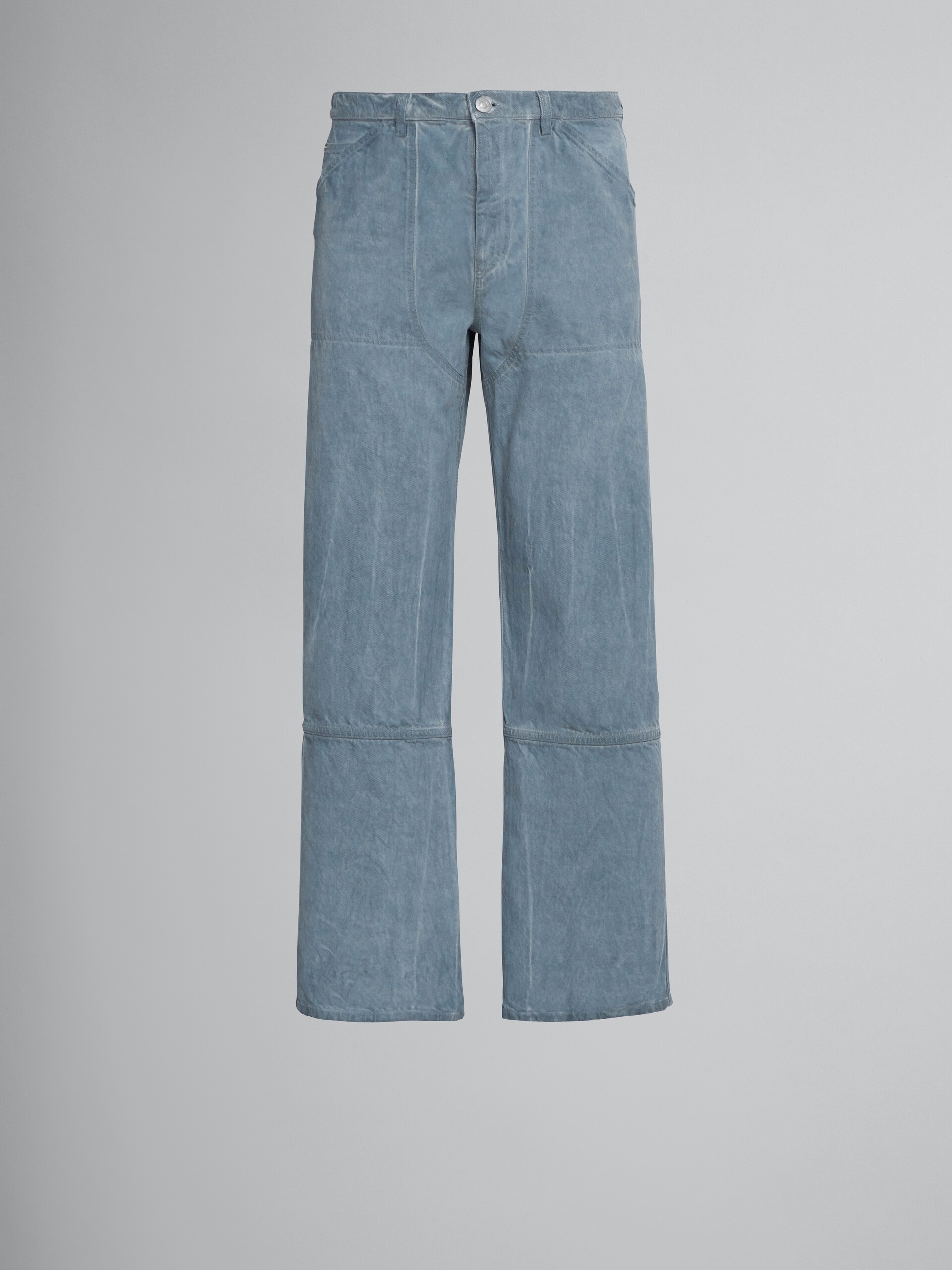 LOOSE TROUSERS IN GREY COTTON DRILL - 1