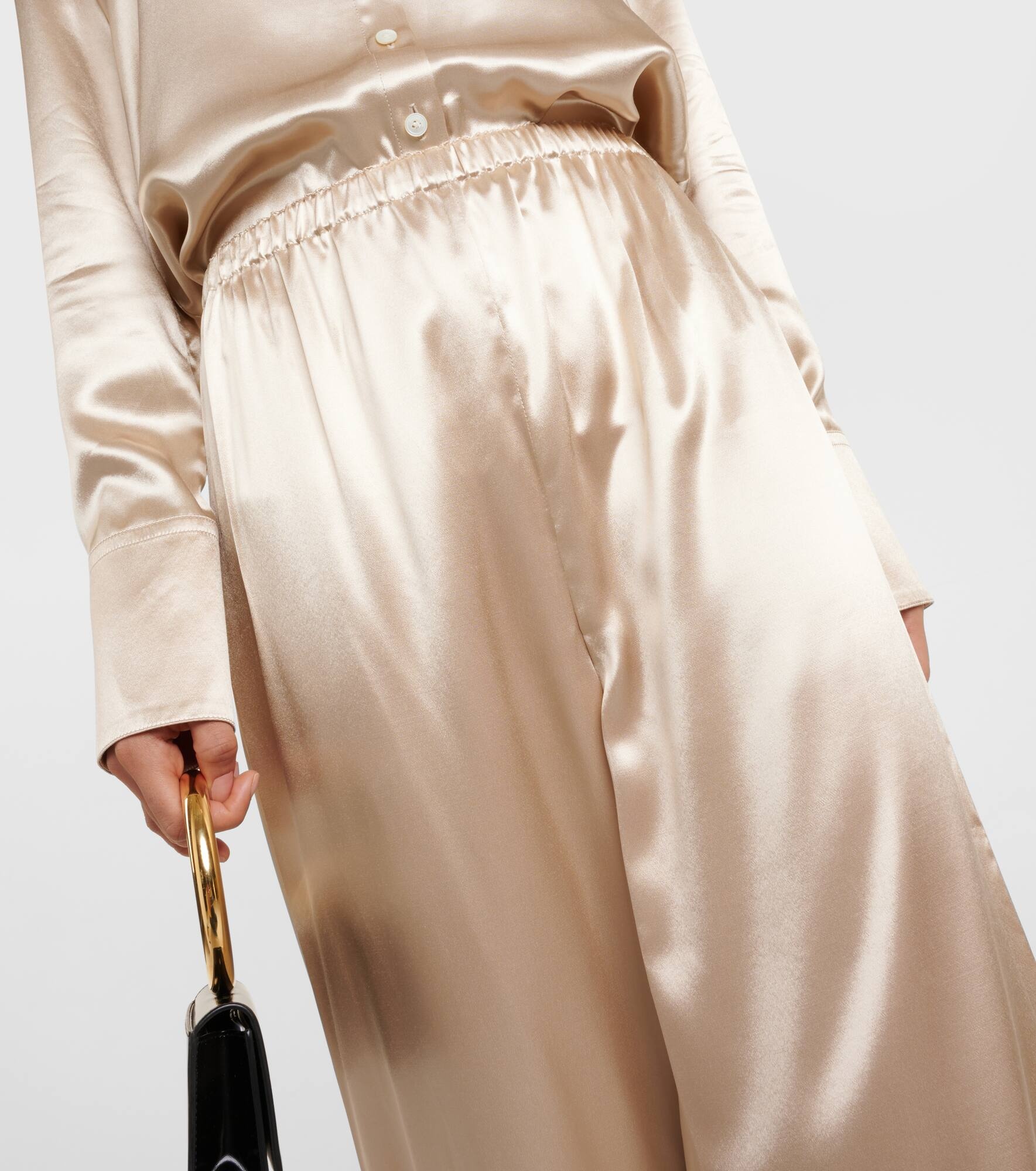 Satin wide-leg pajama pants - 4