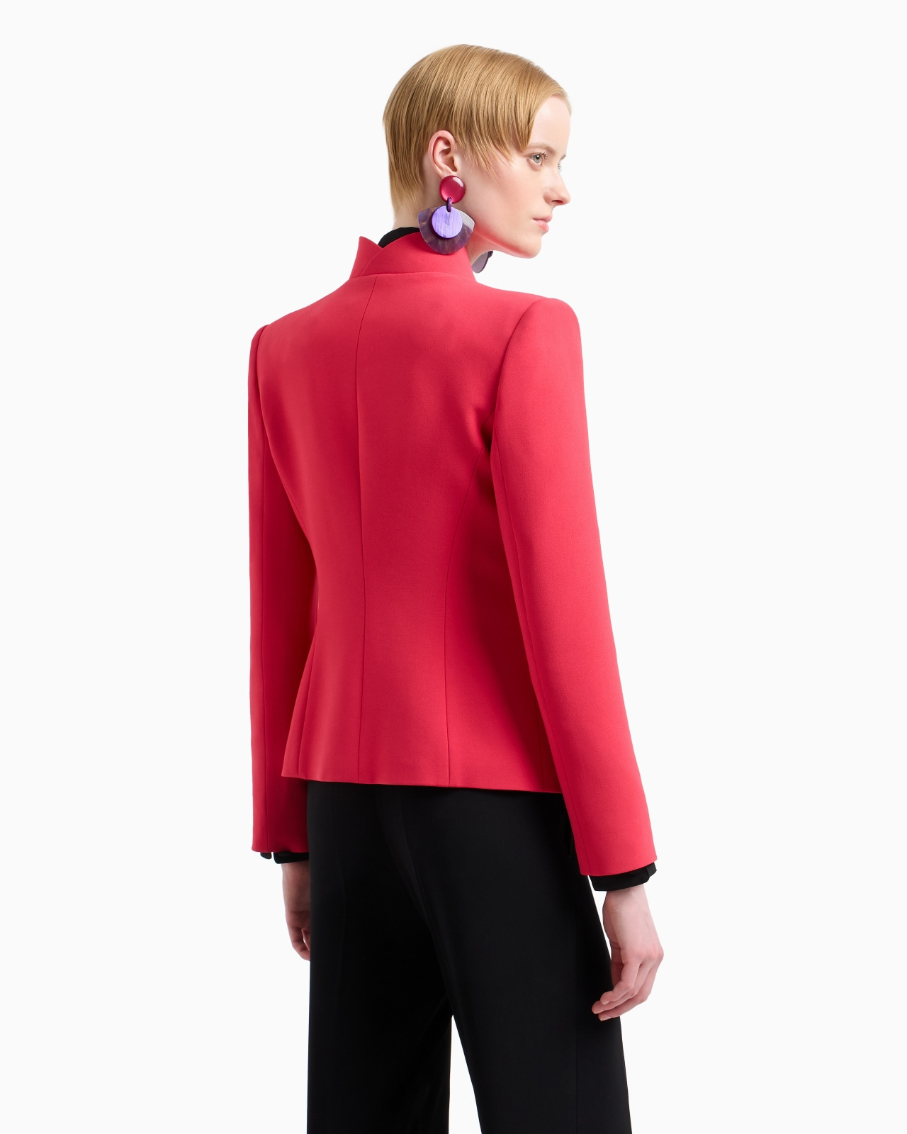 Crêpe cady jacket with ruffle-effect contoured edges - 3