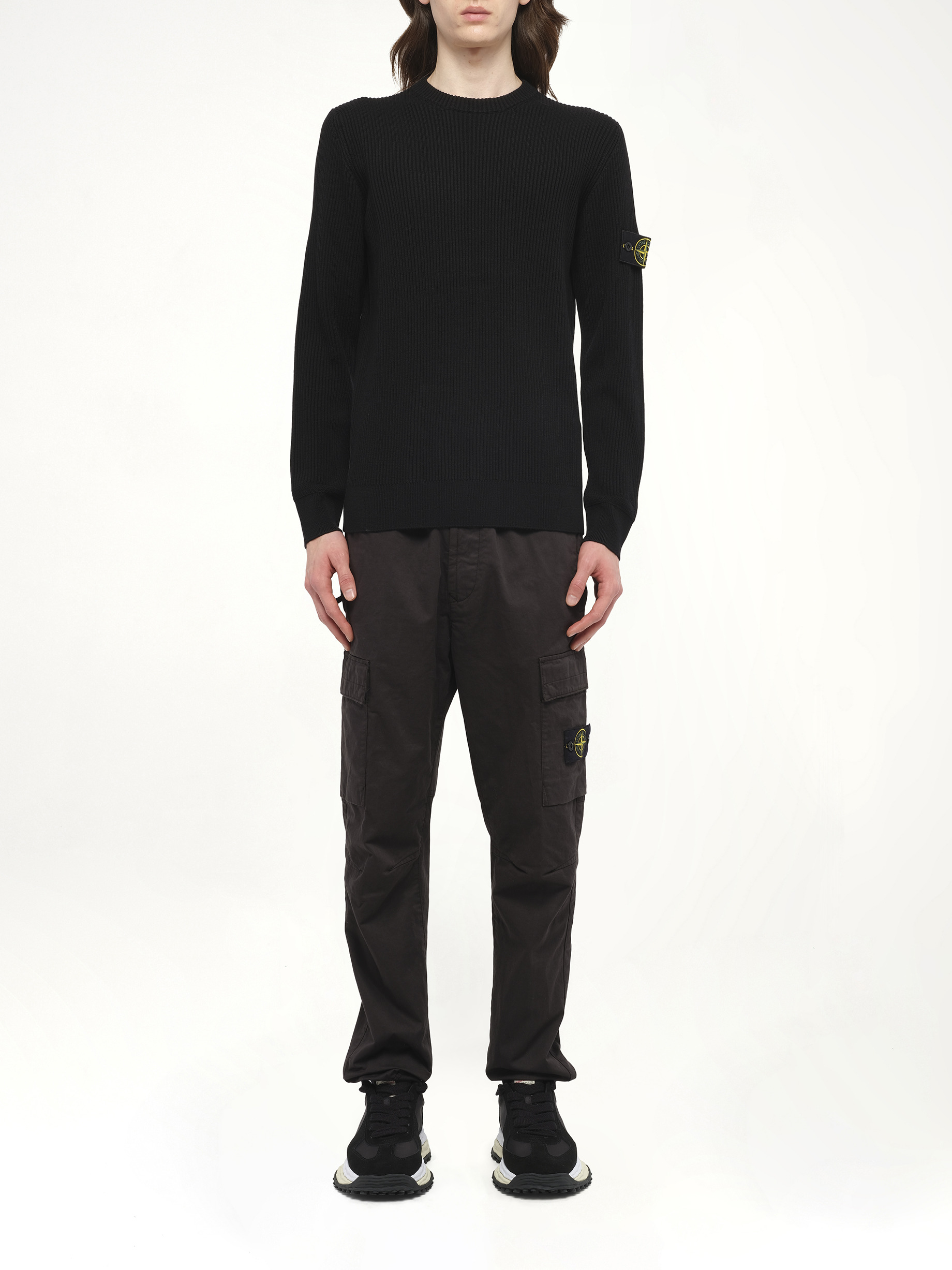510005 Wool Crew Neck Sweater in Black - 7